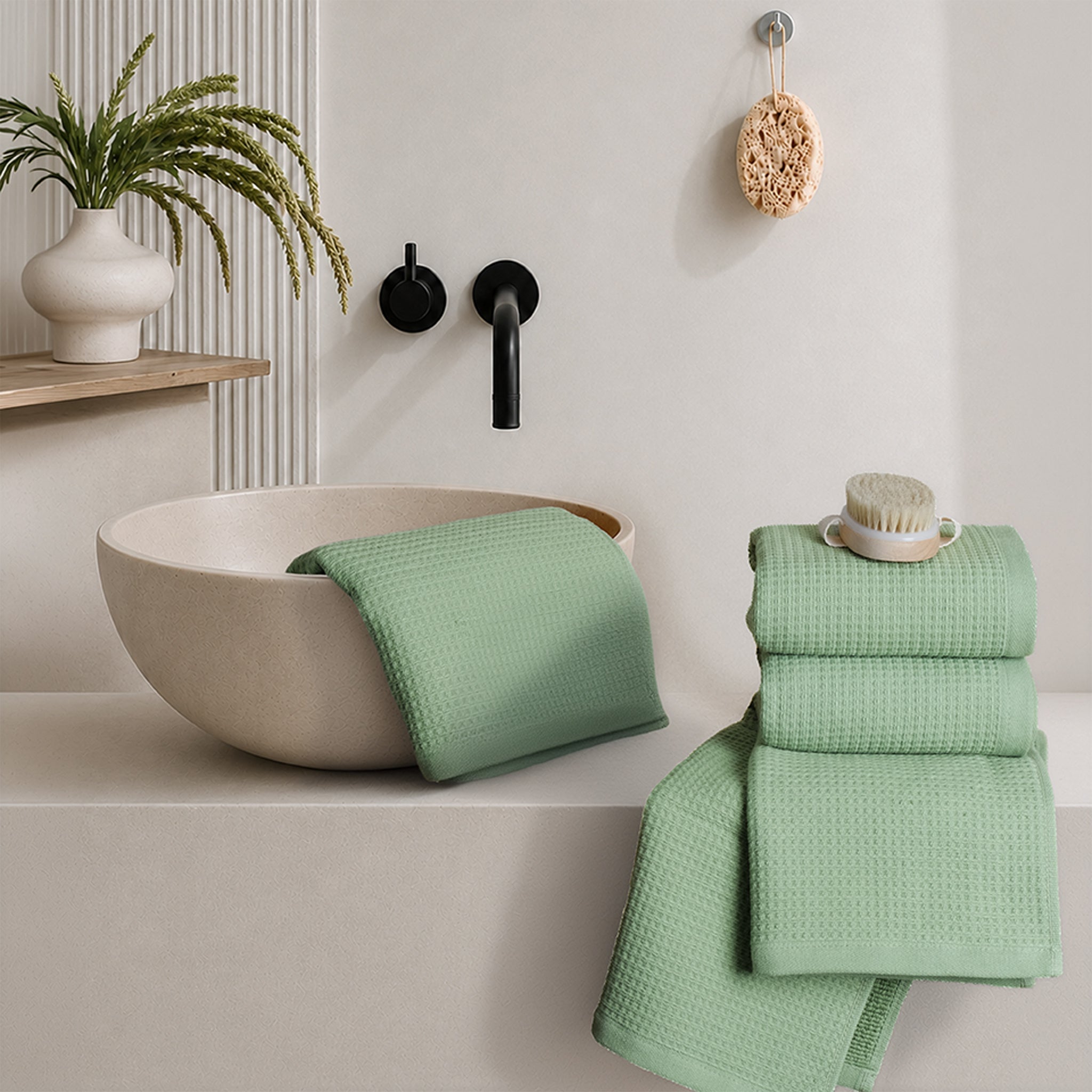 NOLA 4-Pack Turkish Cotton Hand Towels – 600 GSM Luxury Waffle Towels
