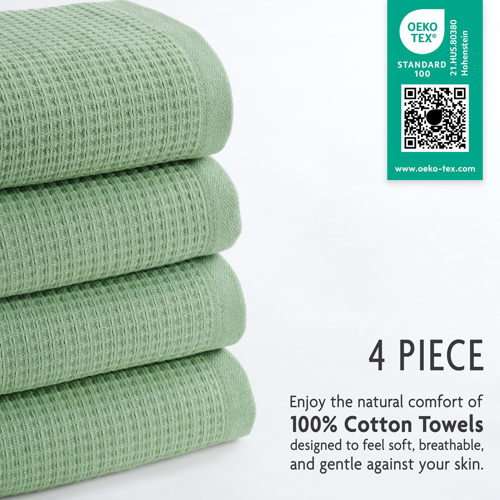 NOLA 4-Pack Turkish Cotton Hand Towels – 600 GSM Luxury Waffle Towels