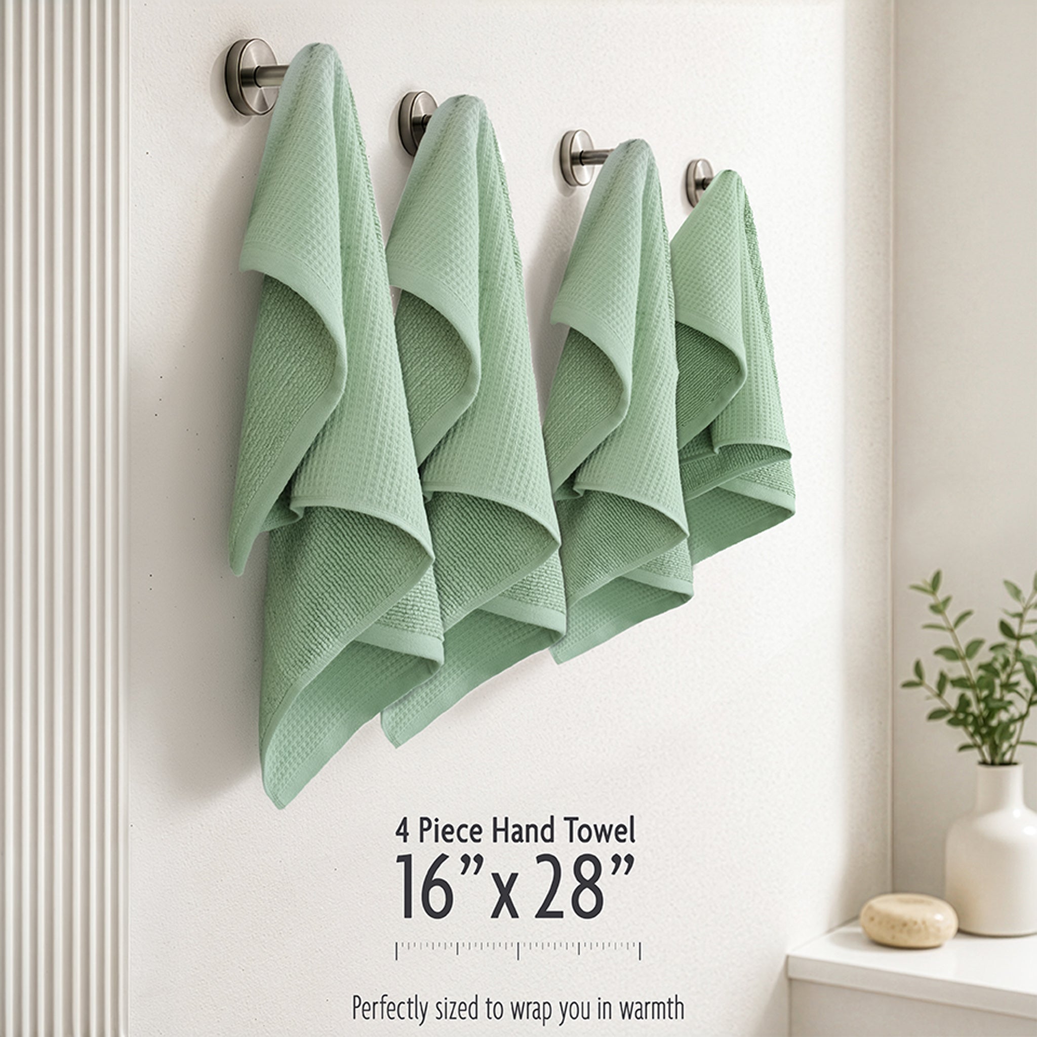 NOLA 4-Pack Turkish Cotton Hand Towels – 600 GSM Luxury Waffle Towels