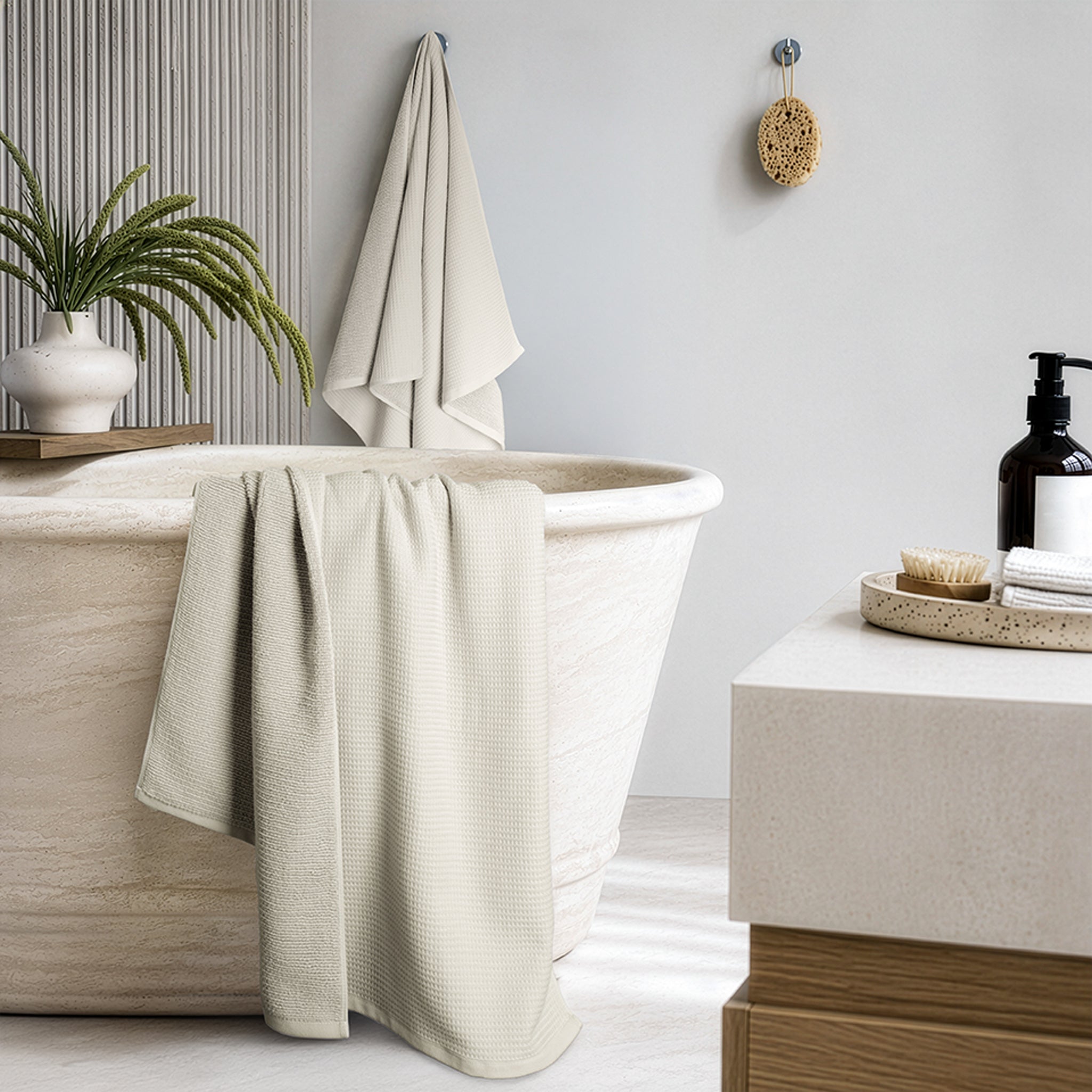 NOLA 2-Pack Turkish Cotton Bath Towels – 600 GSM Luxury Waffle Towels