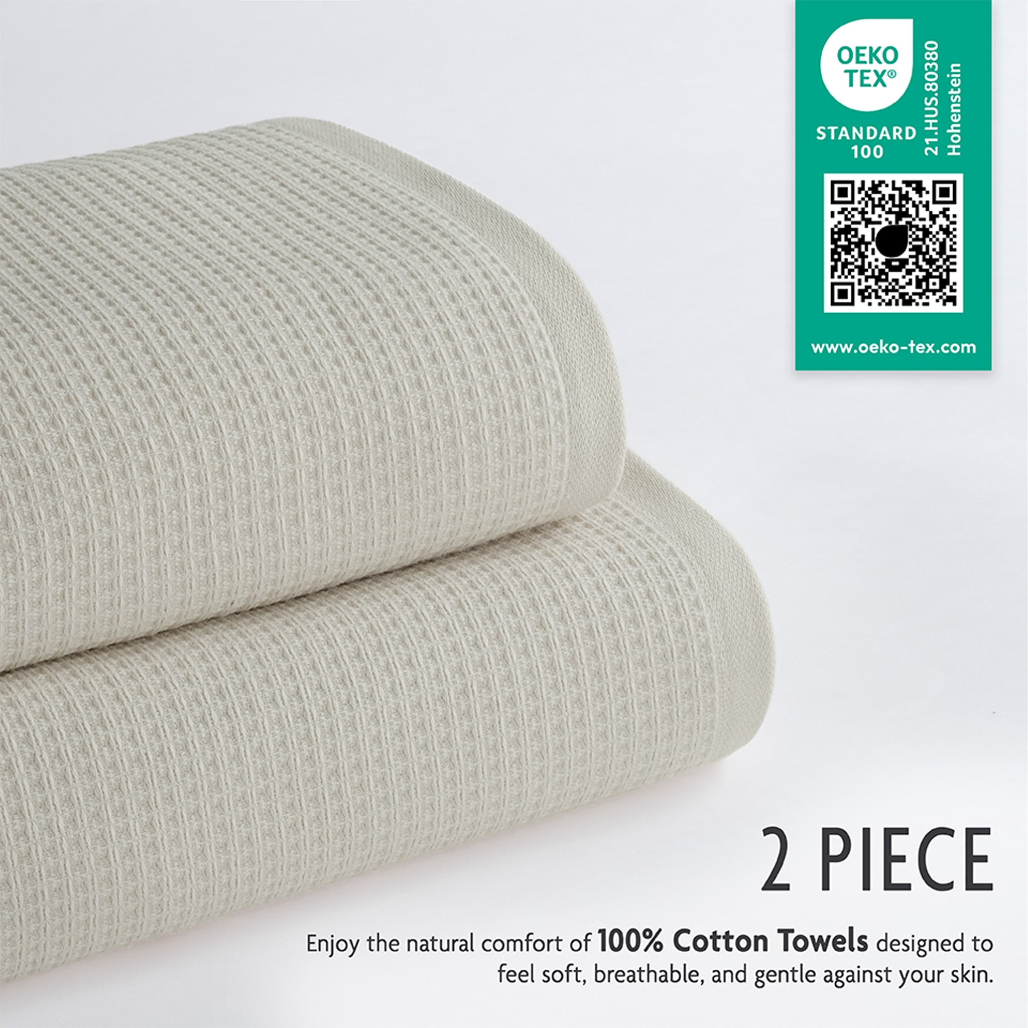 NOLA 2-Pack Turkish Cotton Bath Towels – 600 GSM Luxury Waffle Towels