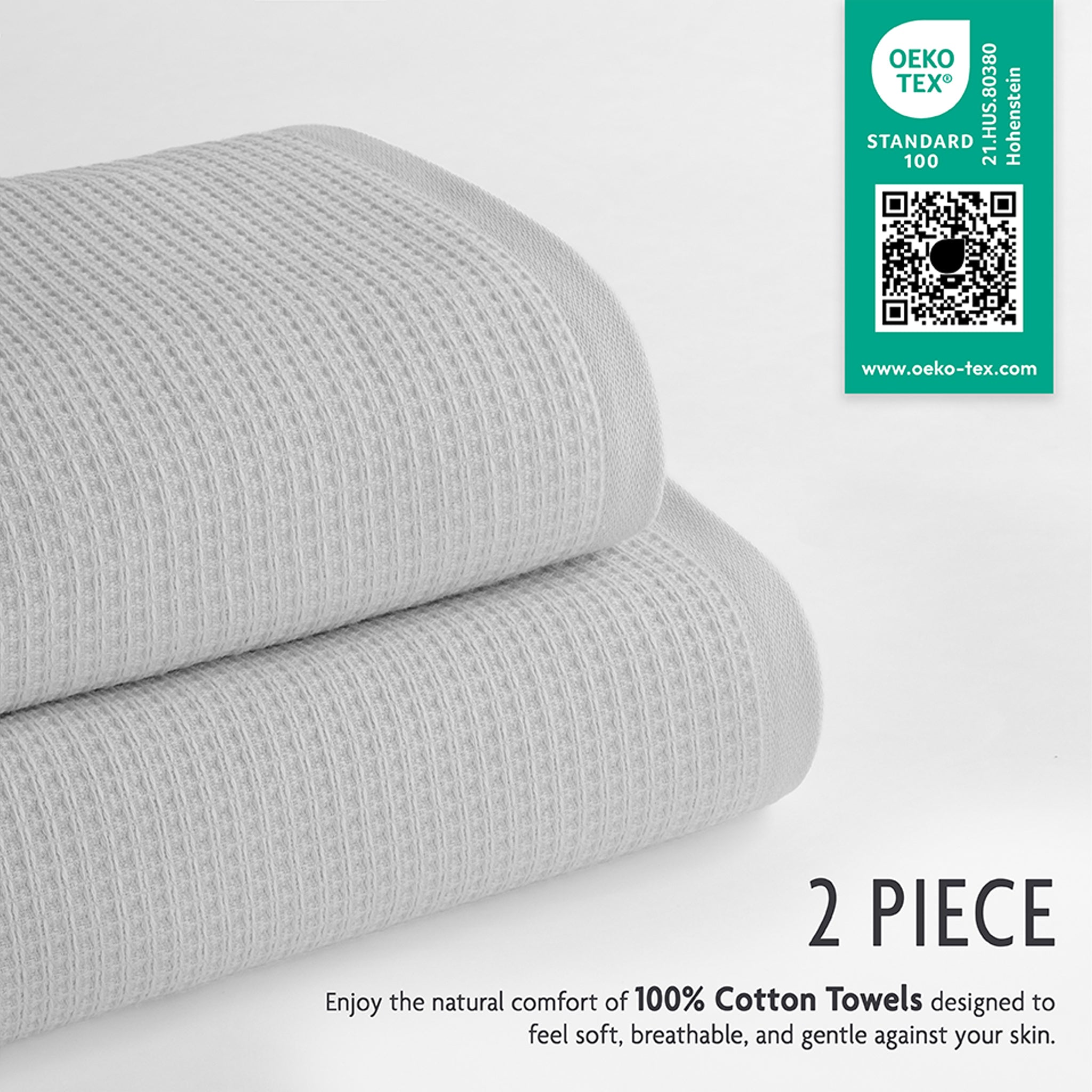 NOLA 2-Pack Turkish Cotton Bath Towels – 600 GSM Luxury Waffle Towels