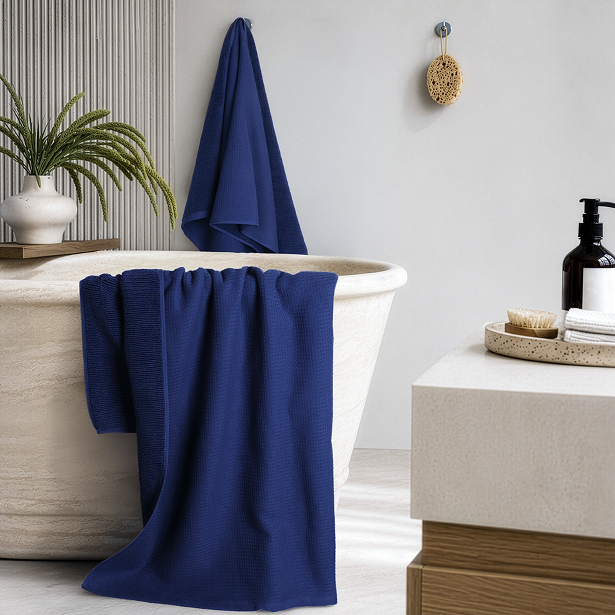 NOLA 2-Pack Turkish Cotton Bath Towels – 600 GSM Luxury Waffle Towels
