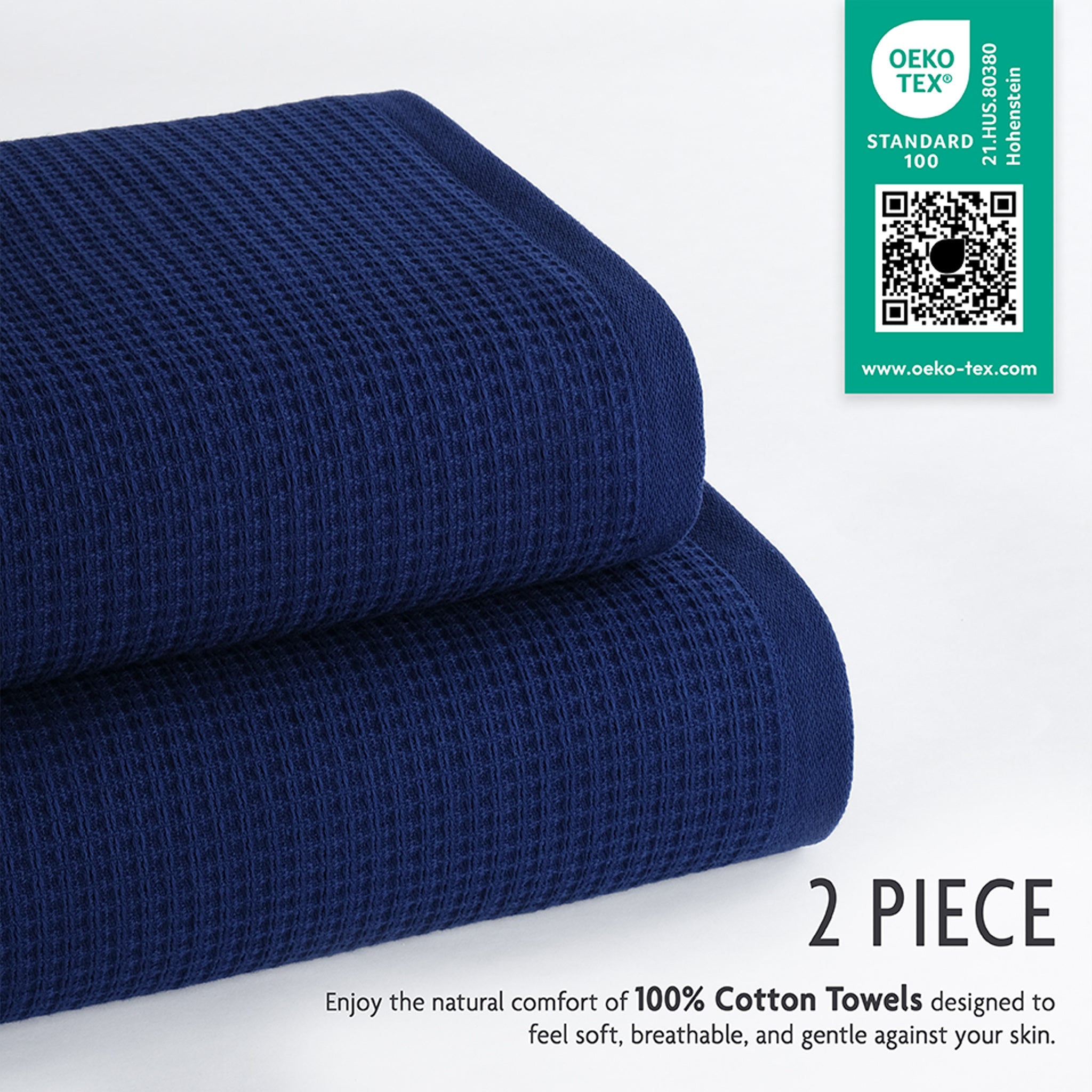 NOLA 2-Pack Turkish Cotton Bath Towels – 600 GSM Luxury Waffle Towels