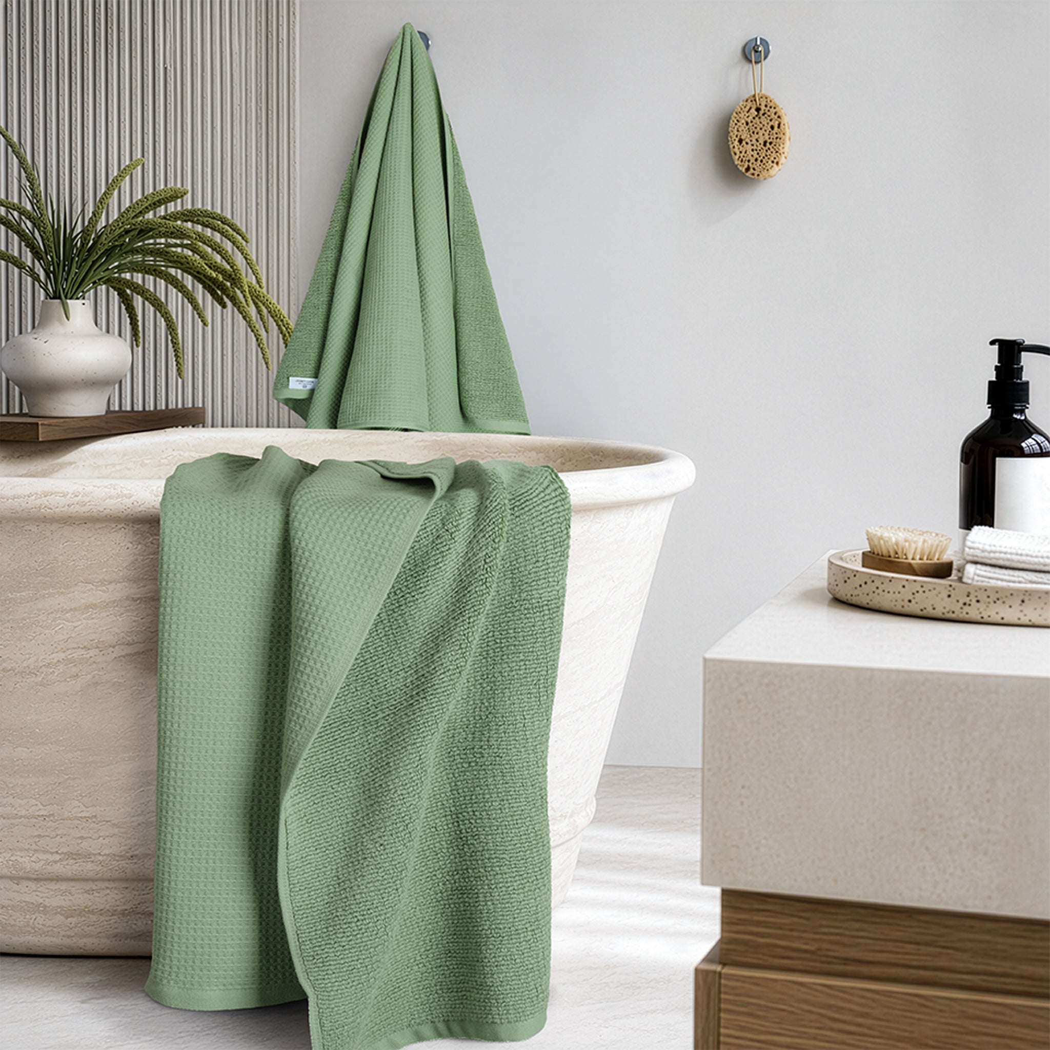 NOLA 2-Pack Turkish Cotton Bath Towels – 600 GSM Luxury Waffle Towels