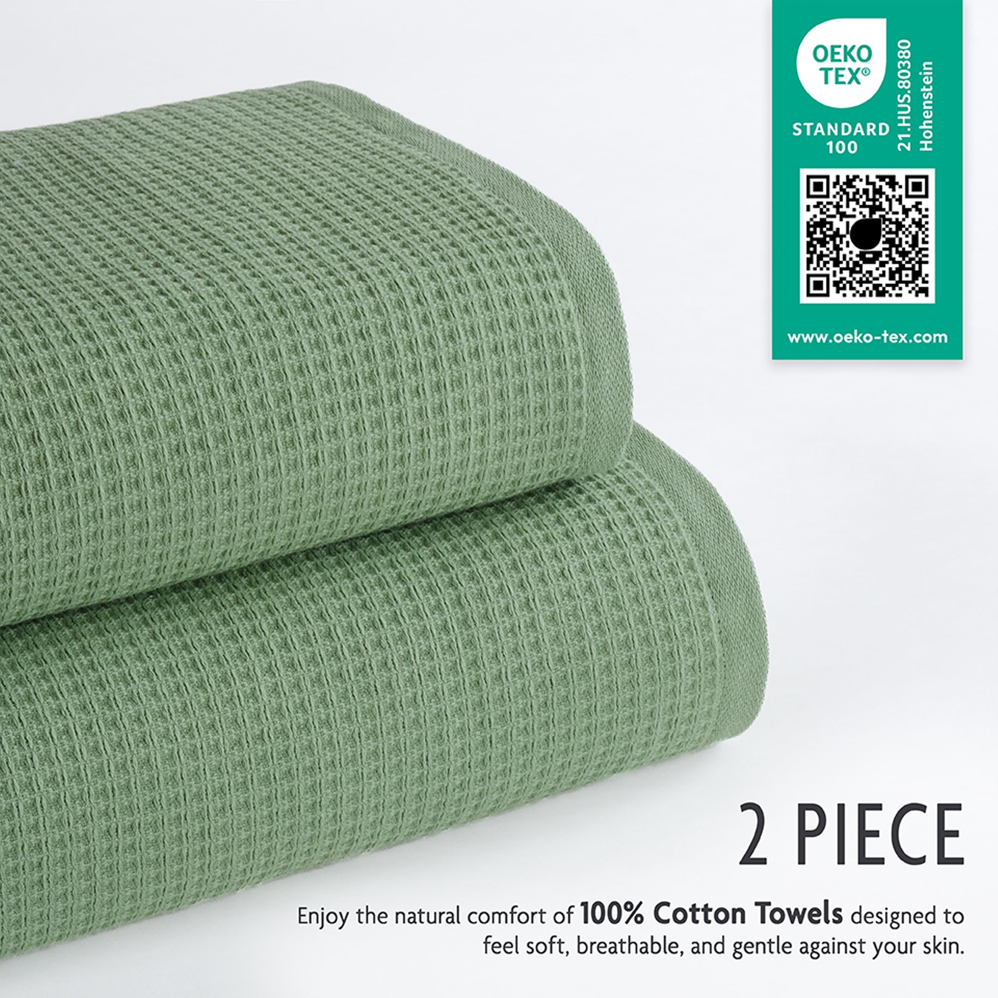 NOLA 2-Pack Turkish Cotton Bath Towels – 600 GSM Luxury Waffle Towels