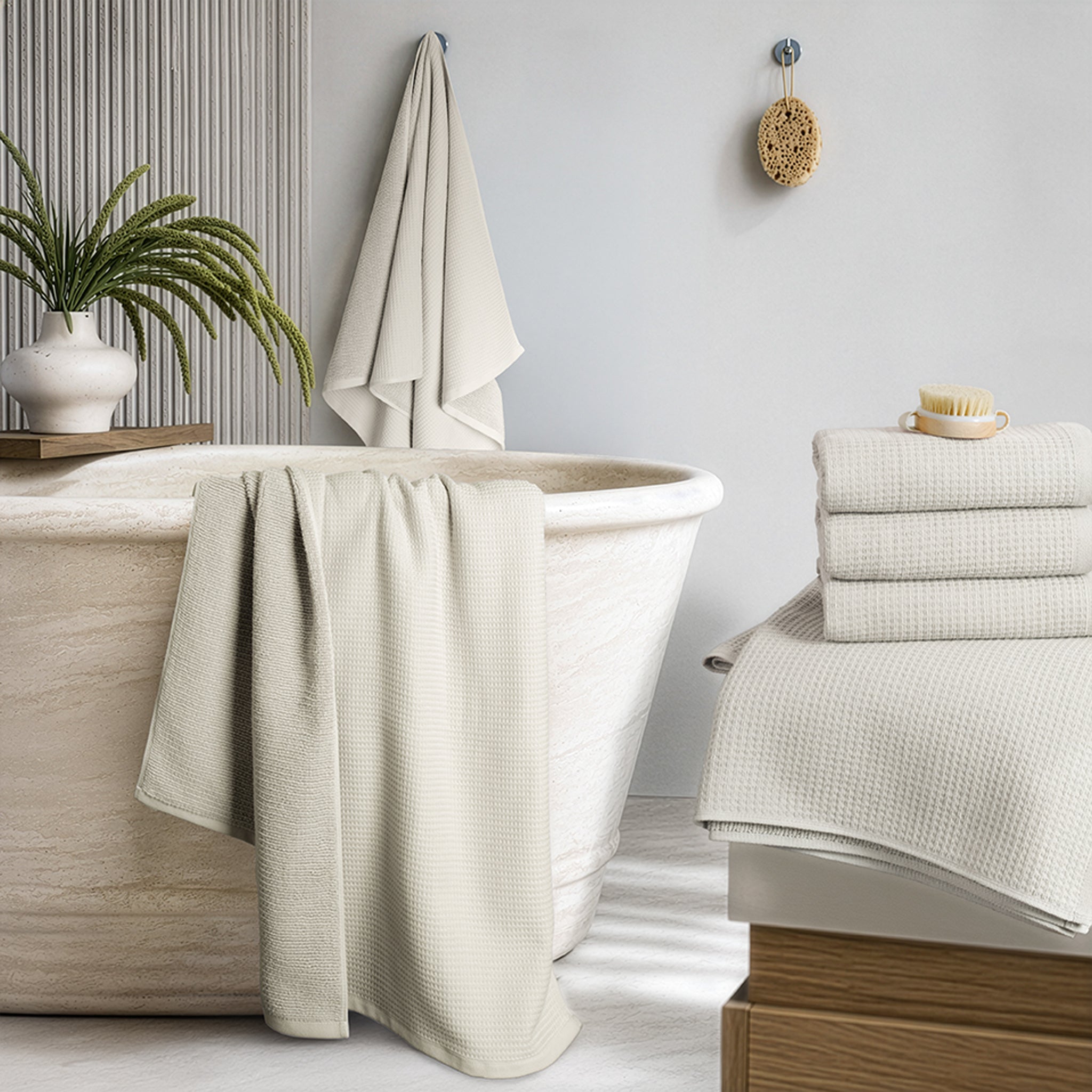 NOLA 6-Piece Turkish Towel Set – 600 GSM Turkish Cotton Waffle Towels