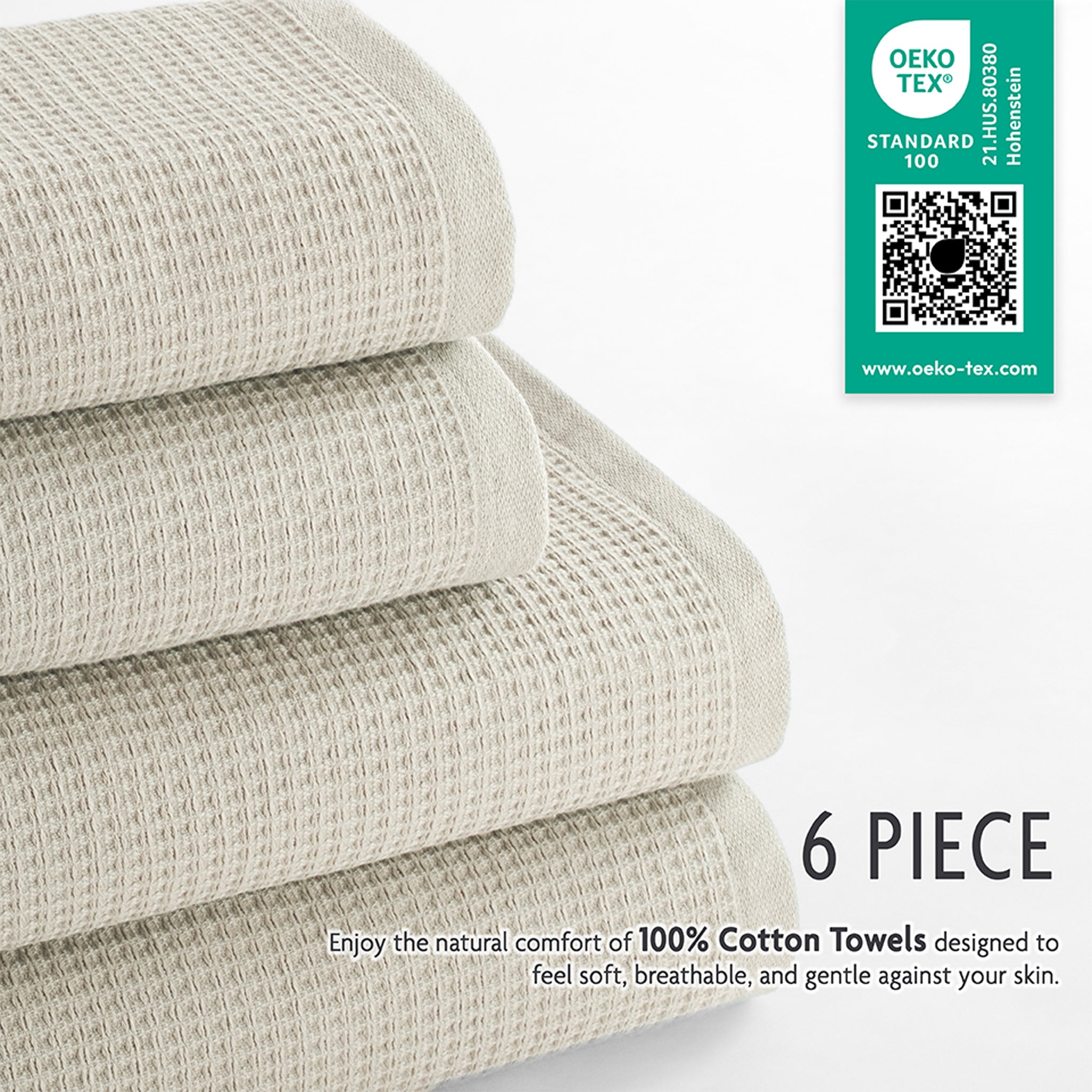 NOLA 6-Piece Turkish Towel Set – 600 GSM Turkish Cotton Waffle Towels