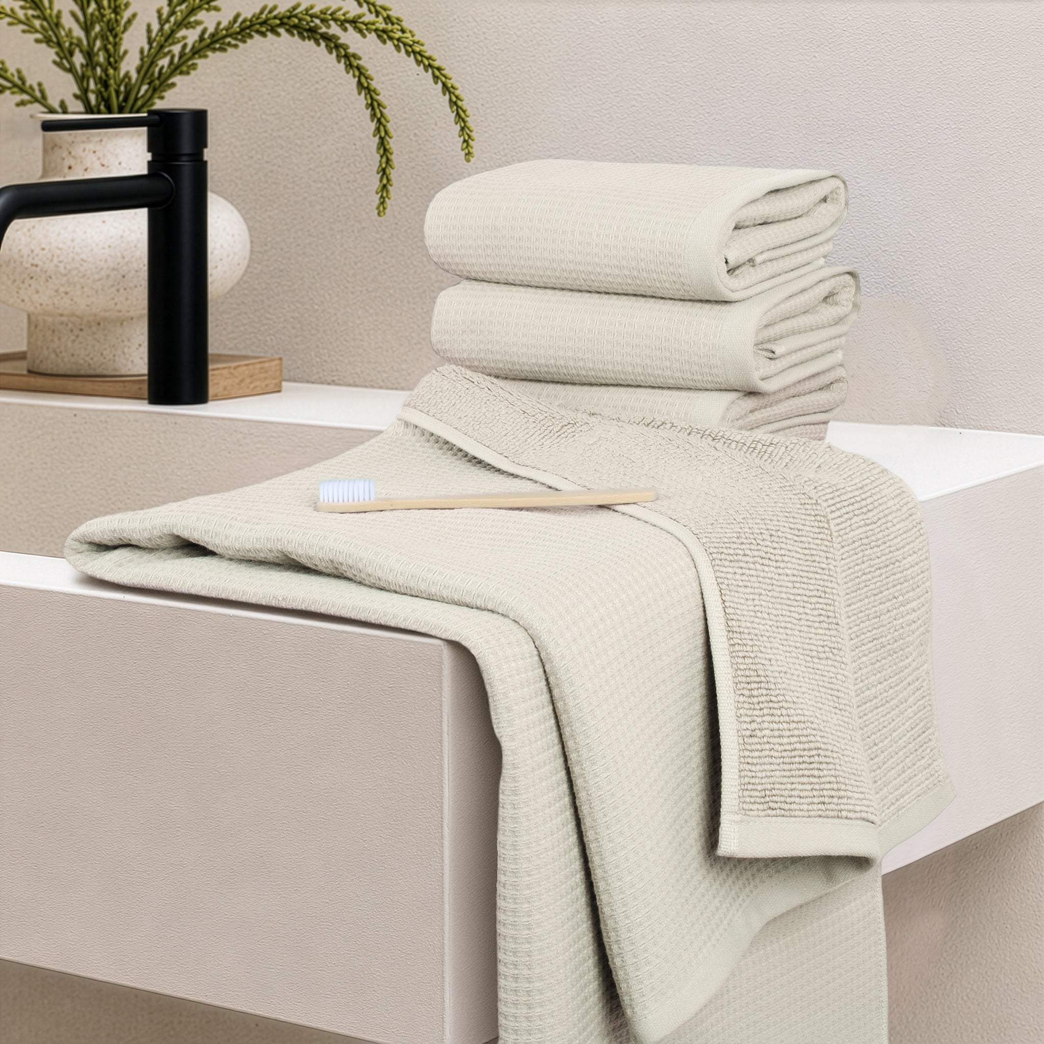 NOLA 6-Piece Turkish Towel Set – 600 GSM Turkish Cotton Waffle Towels