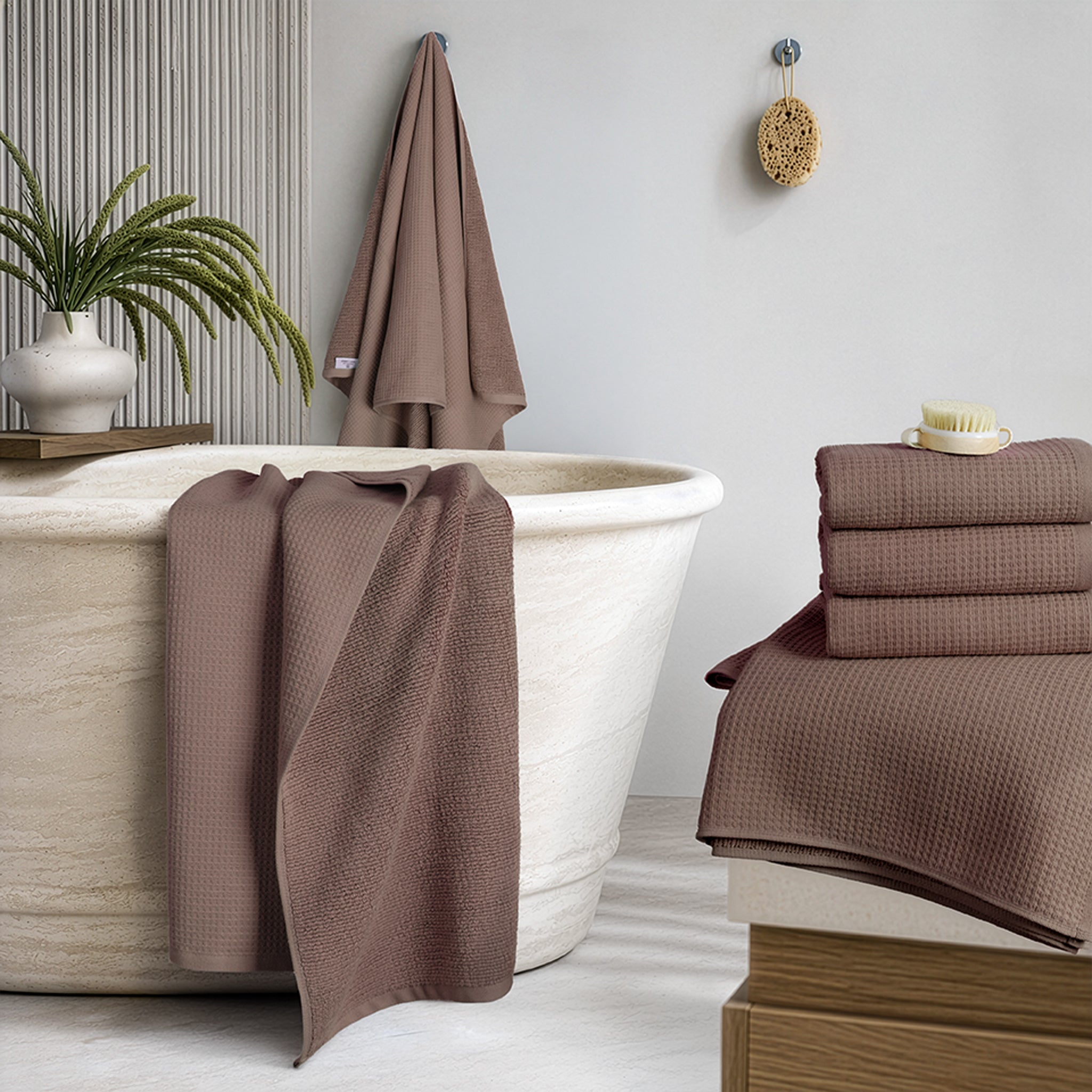 NOLA 6-Piece Turkish Towel Set – 600 GSM Turkish Cotton Waffle Towels