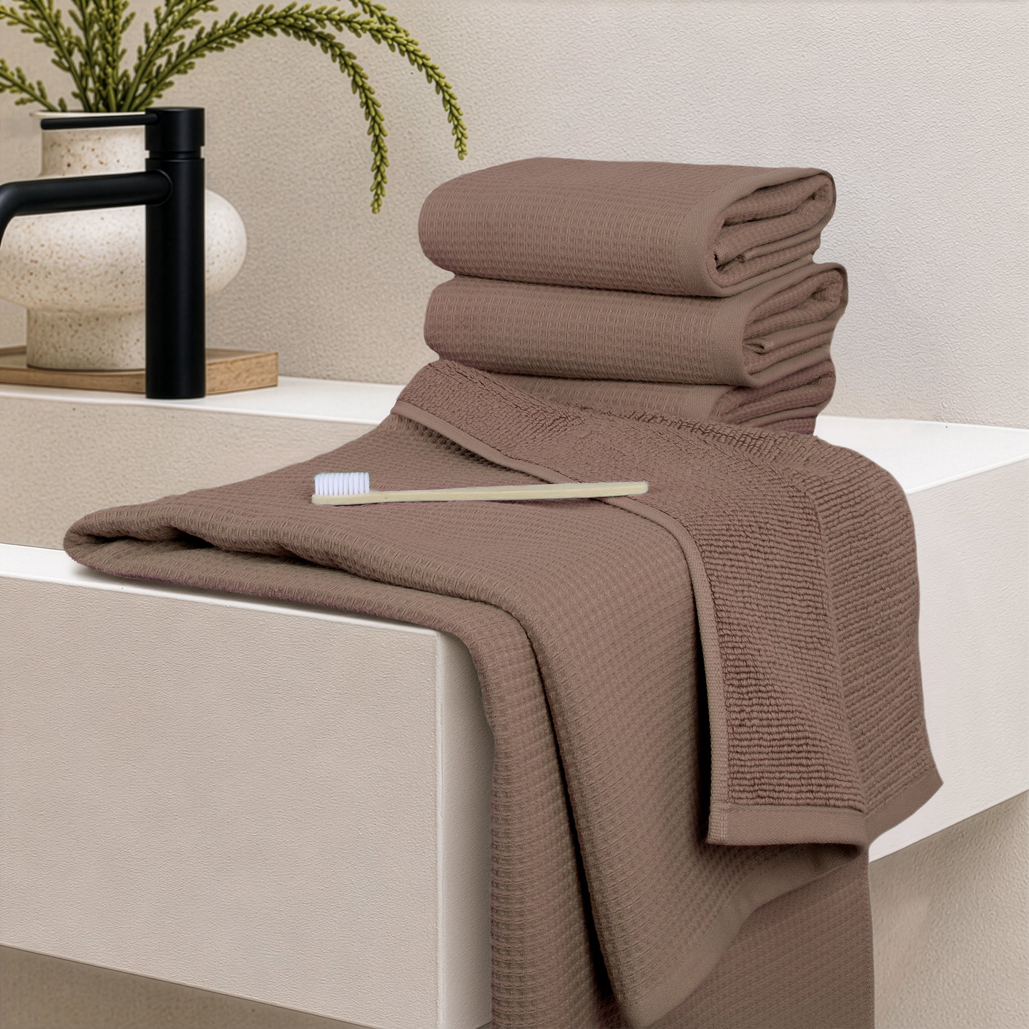 NOLA 6-Piece Turkish Towel Set – 600 GSM Turkish Cotton Waffle Towels