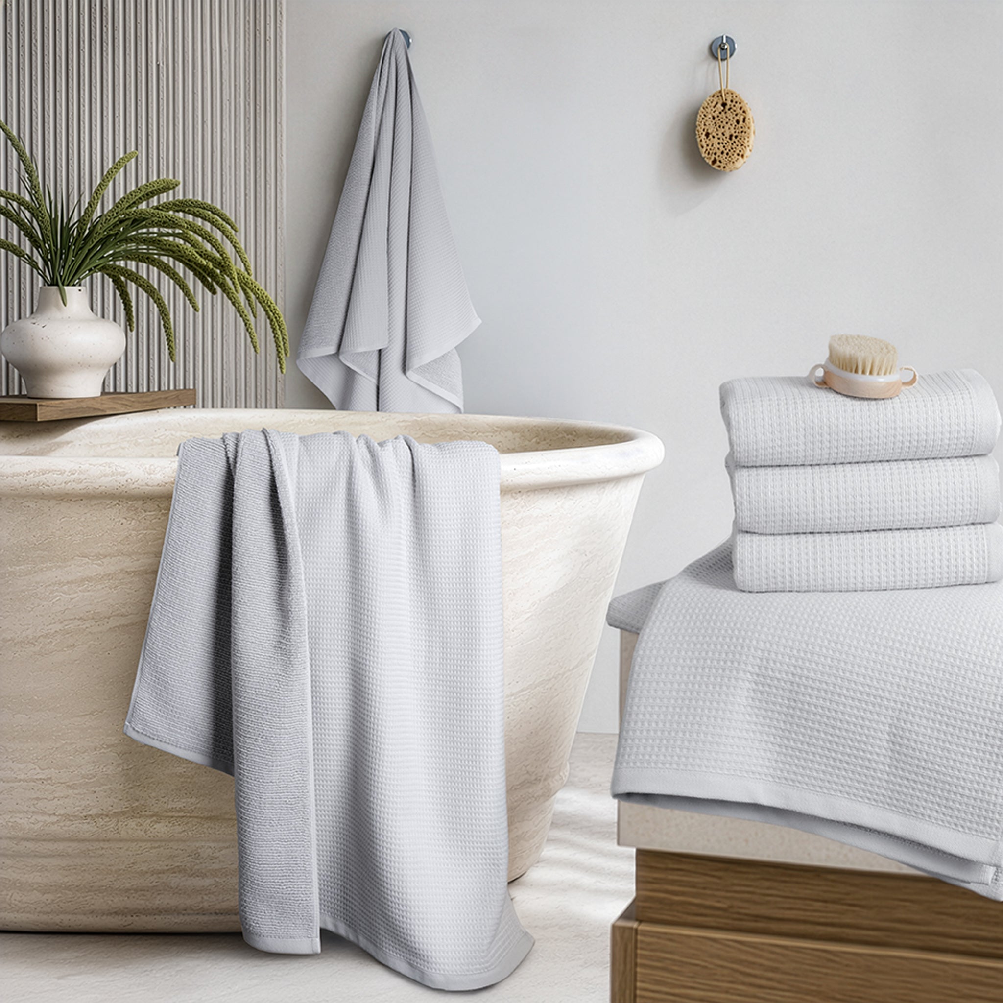 NOLA 6-Piece Turkish Towel Set – 600 GSM Turkish Cotton Waffle Towels