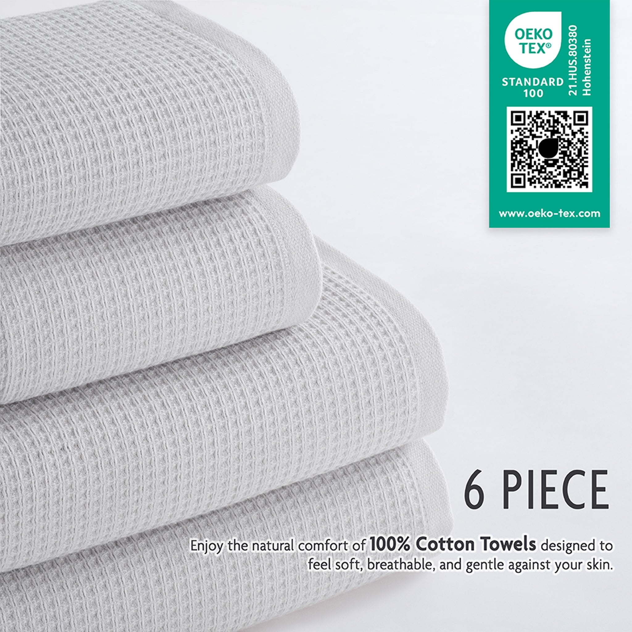 NOLA 6-Piece Turkish Towel Set – 600 GSM Turkish Cotton Waffle Towels