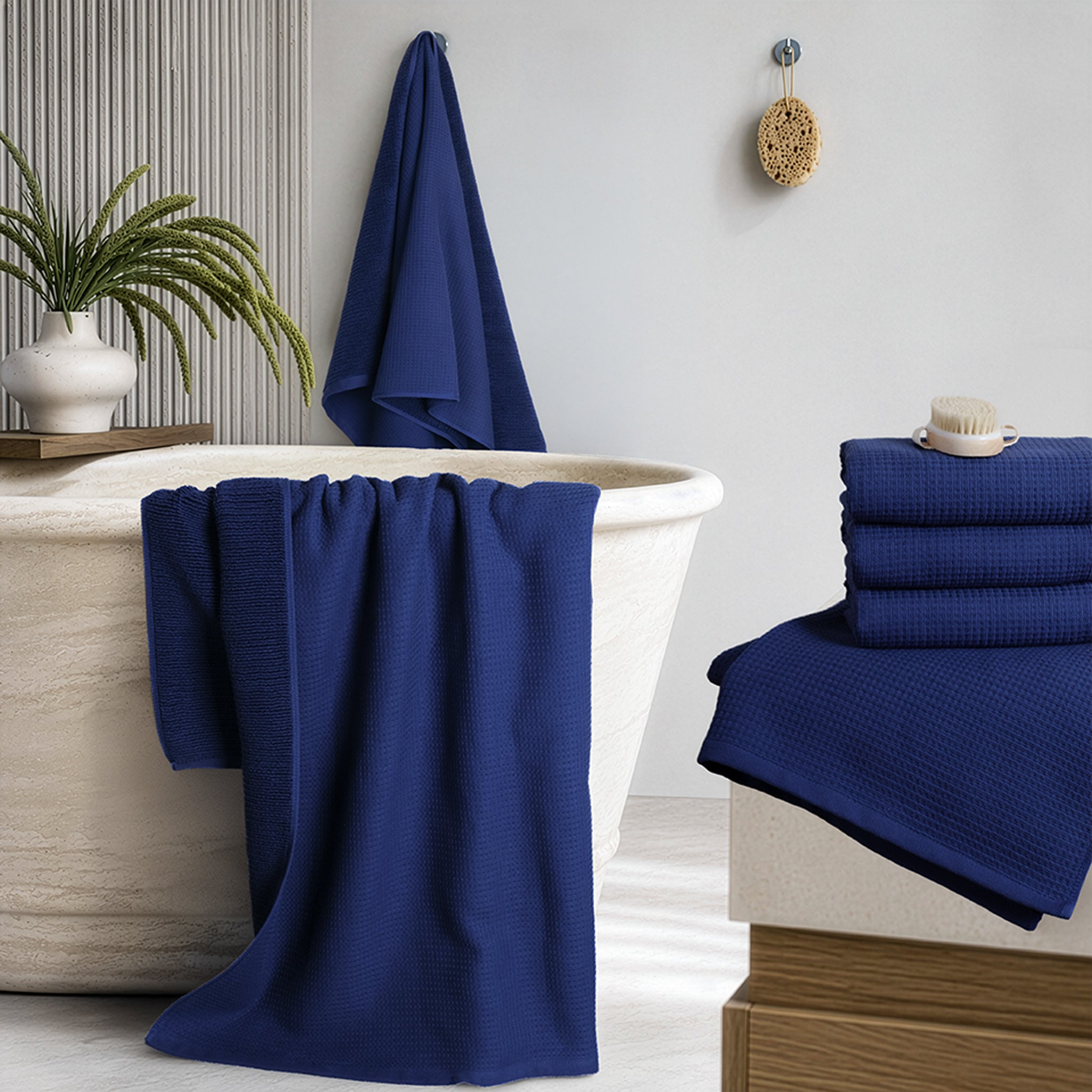 NOLA 6-Piece Turkish Towel Set – 600 GSM Turkish Cotton Waffle Towels