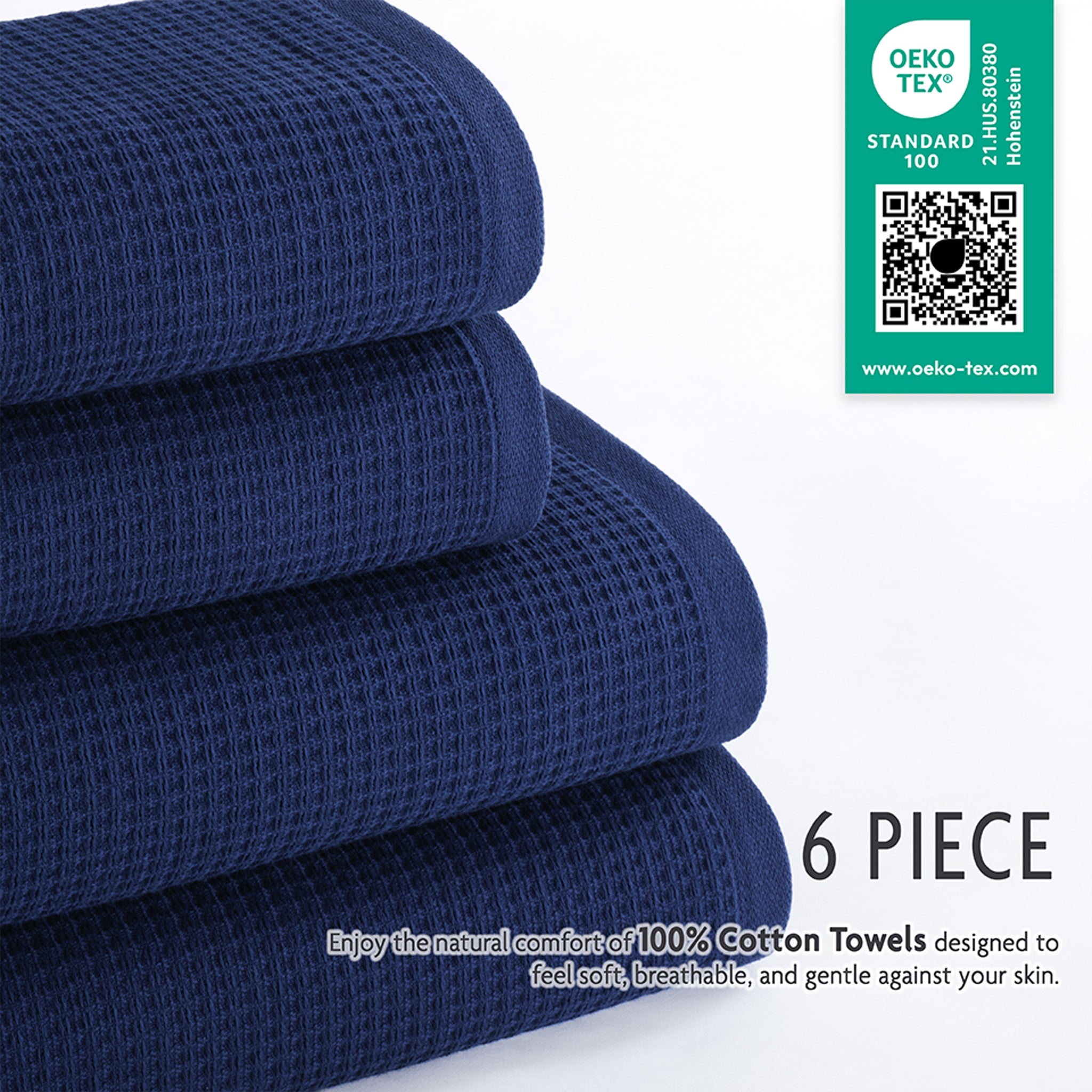 NOLA 6-Piece Turkish Towel Set – 600 GSM Turkish Cotton Waffle Towels