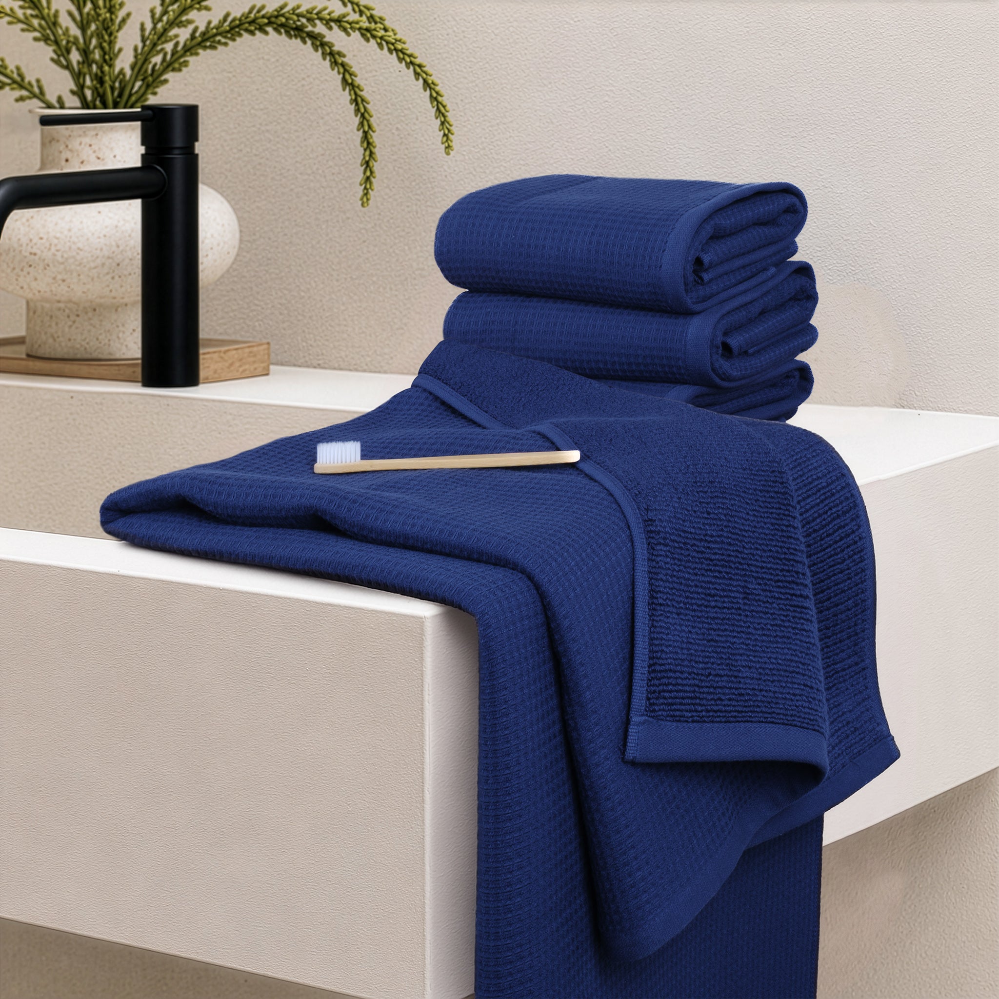 NOLA 6-Piece Turkish Towel Set – 600 GSM Turkish Cotton Waffle Towels