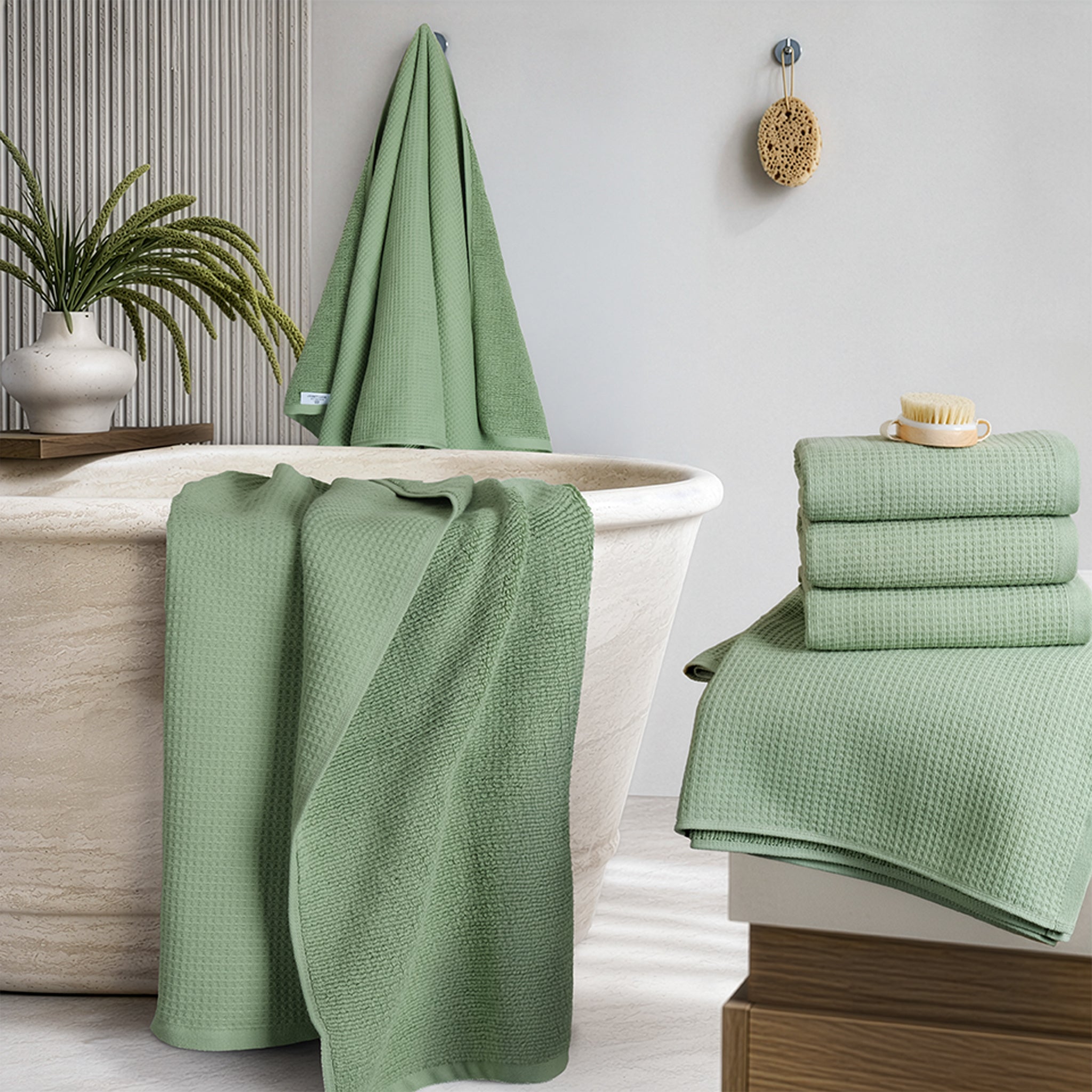 NOLA 6-Piece Turkish Towel Set – 600 GSM Turkish Cotton Waffle Towels