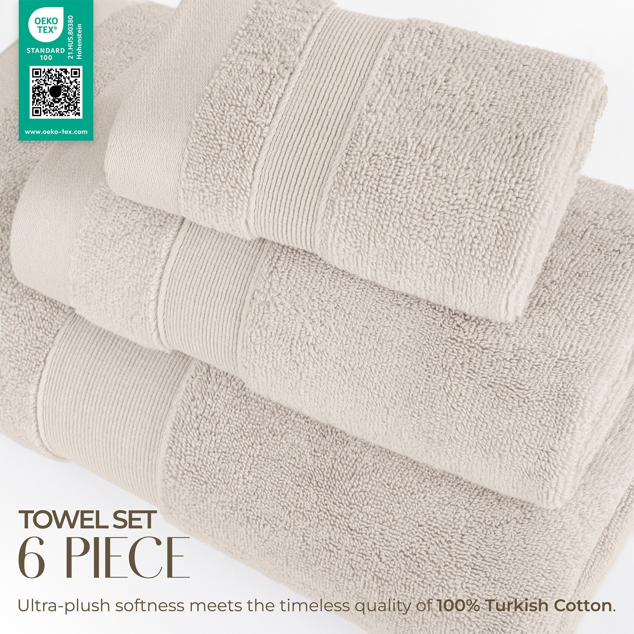 SIENA 6-Piece Turkish Towel Set – 700 GSM Turkish Cotton Luxury Hotel Bath Towels