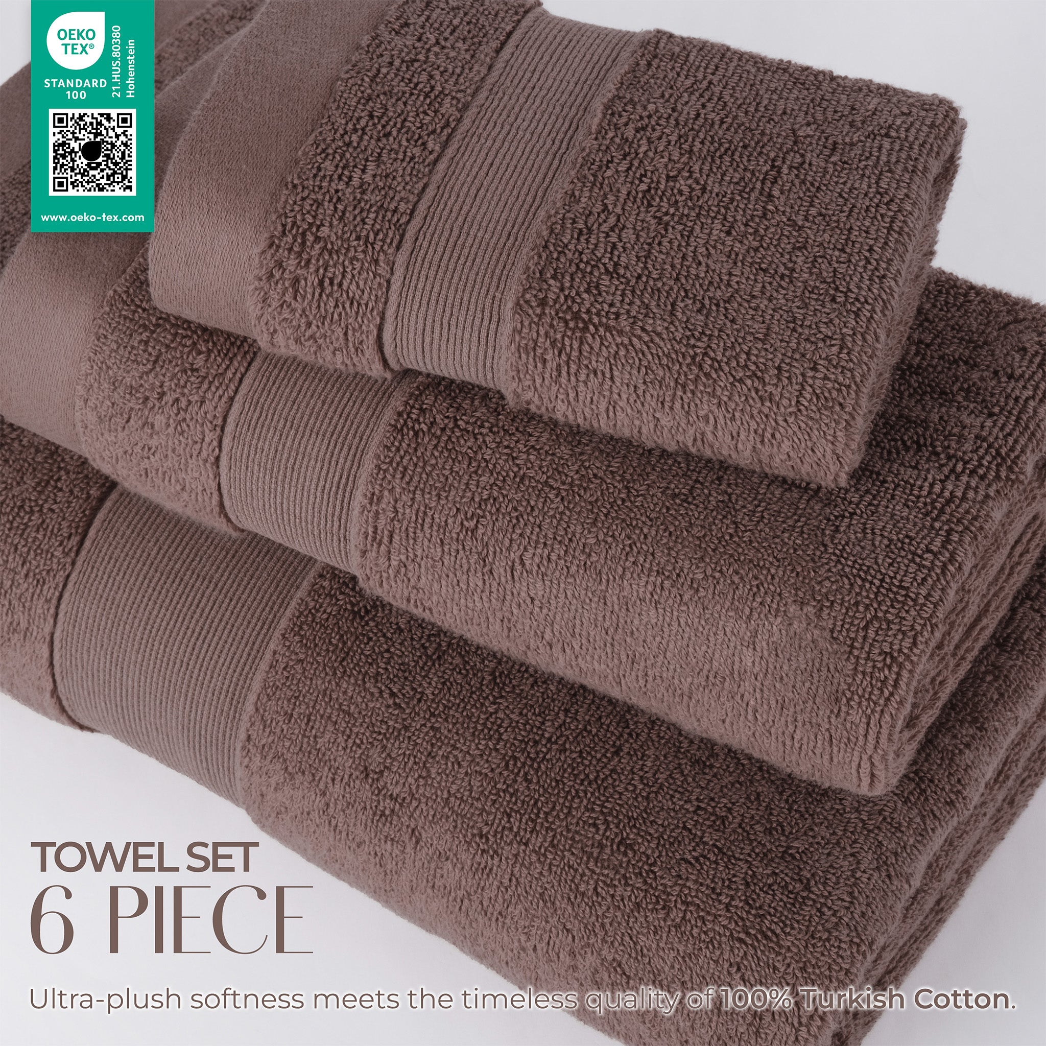 SIENA 6-Piece Turkish Towel Set – 700 GSM Turkish Cotton Luxury Hotel Bath Towels