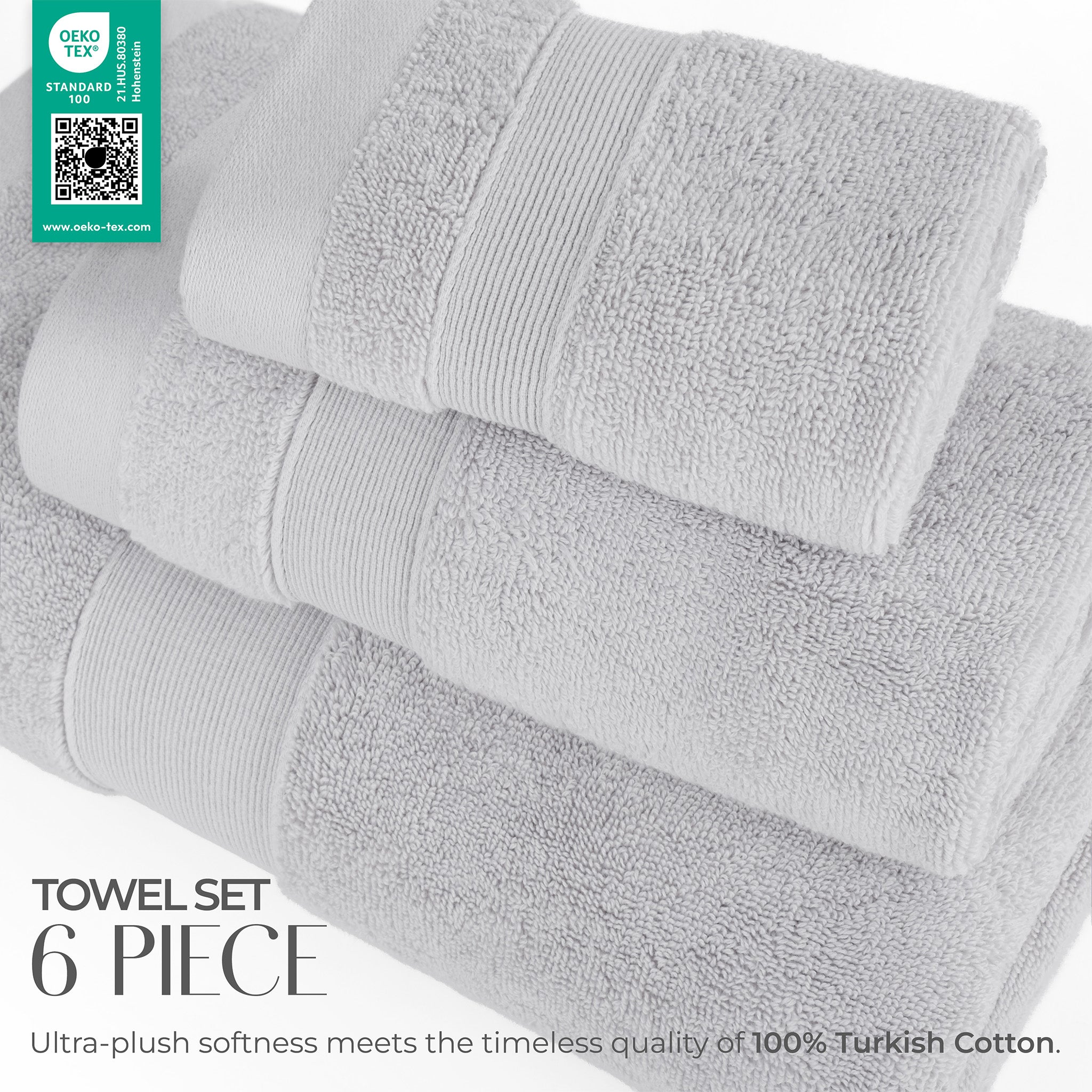 SIENA 6-Piece Turkish Towel Set – 700 GSM Turkish Cotton Luxury Hotel Bath Towels