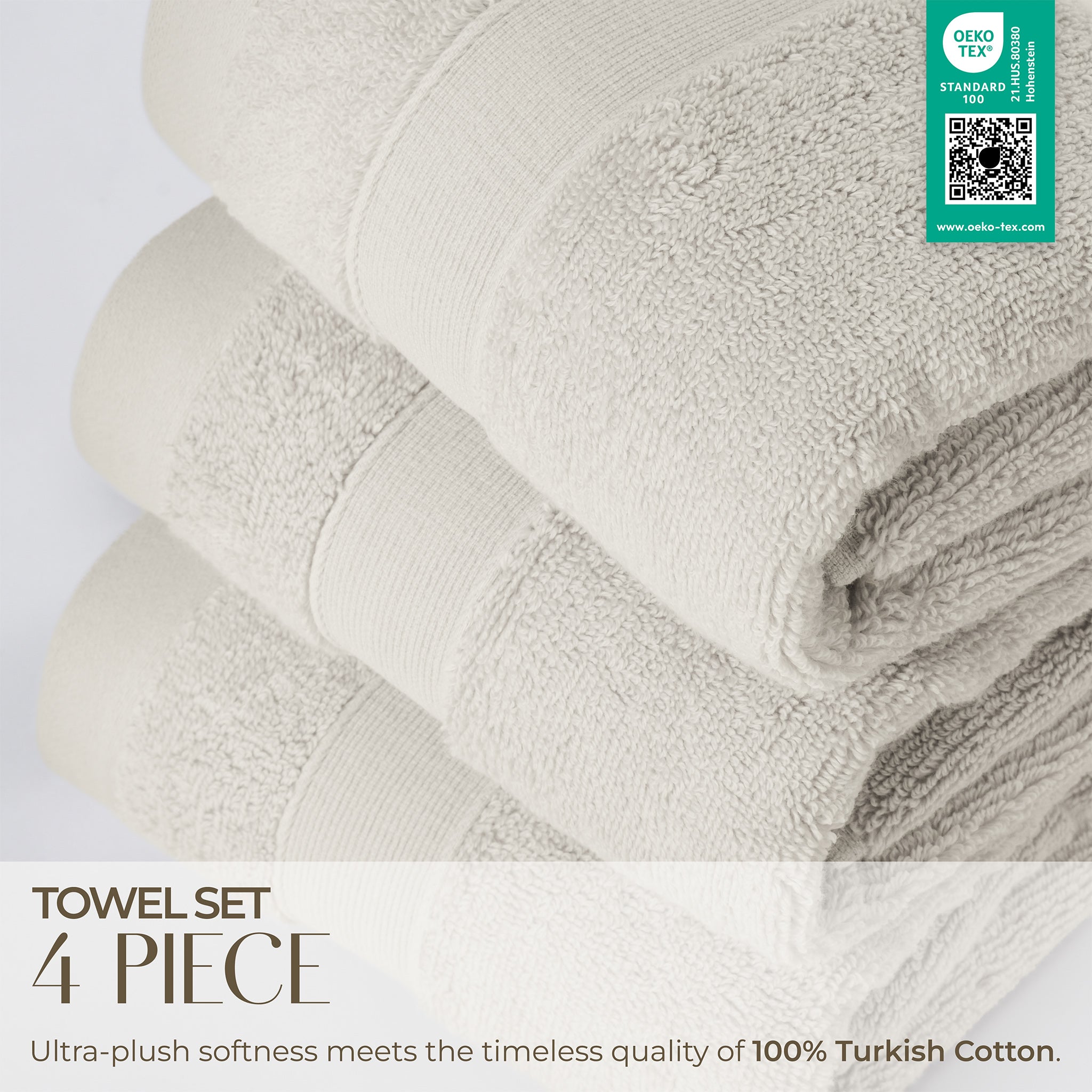 SIENA 4-Piece Turkish Cotton Hand Towels Set, Luxury Towels 700 GSM