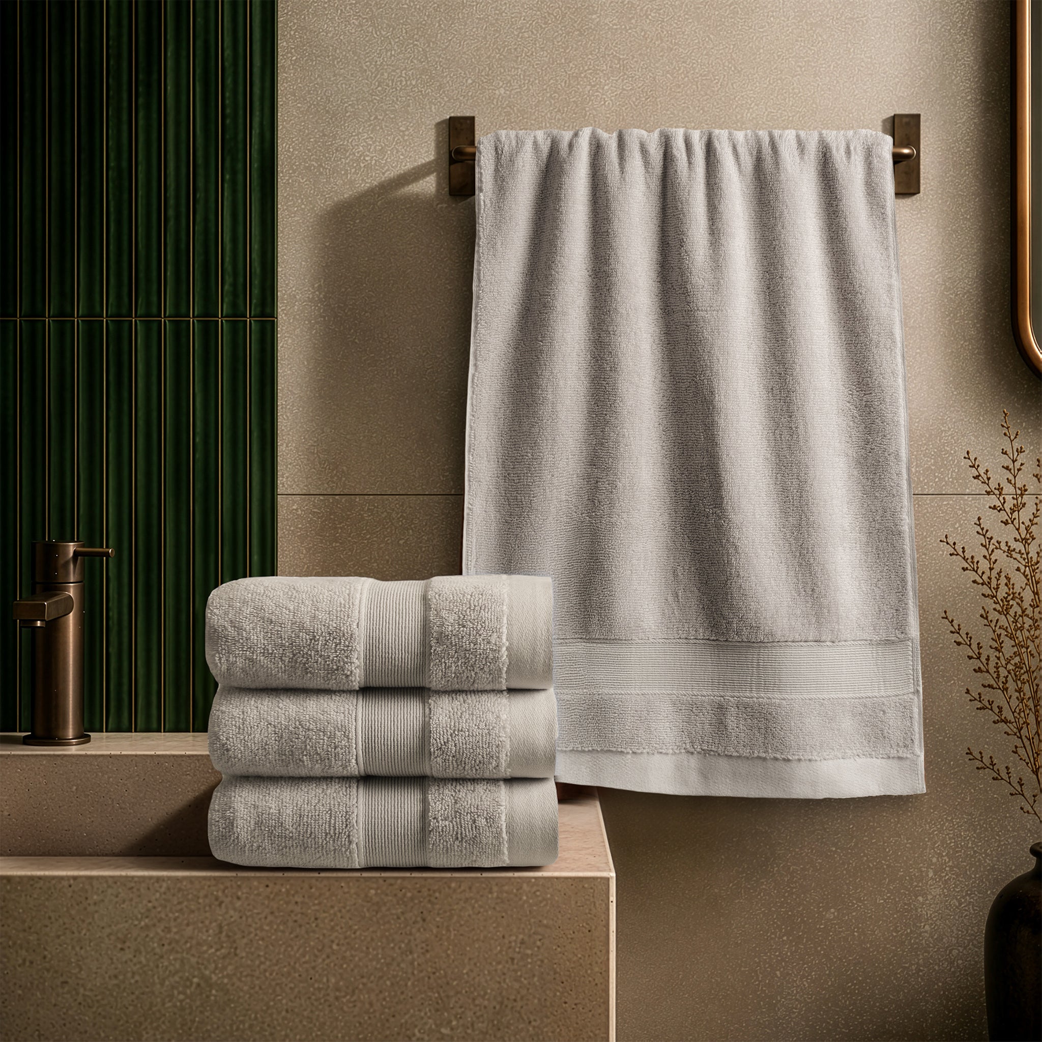 SIENA 4-Piece Turkish Cotton Hand Towels Set, Luxury Towels 700 GSM