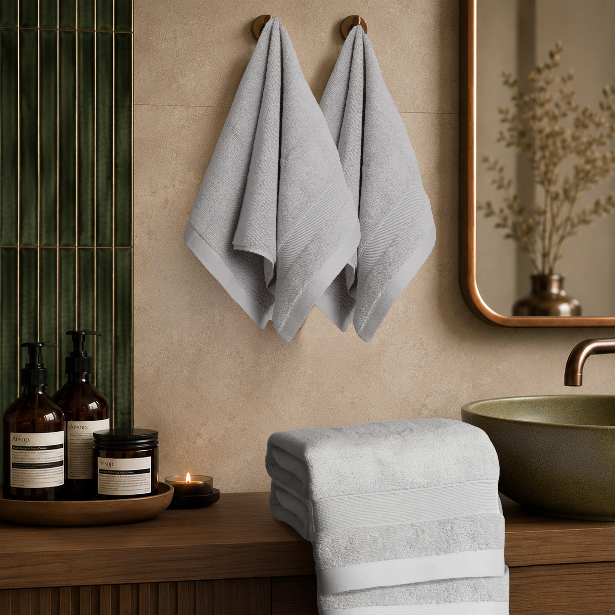 SIENA 4-Piece Turkish Cotton Hand Towels Set, Luxury Towels 700 GSM