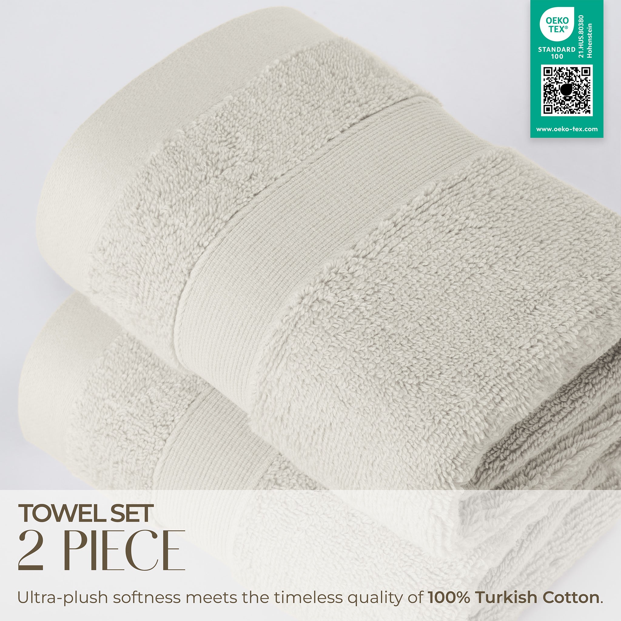 SIENA Luxury Turkish Cotton Hand Towels – 700 GSM, 16 x 28", 2-Piece