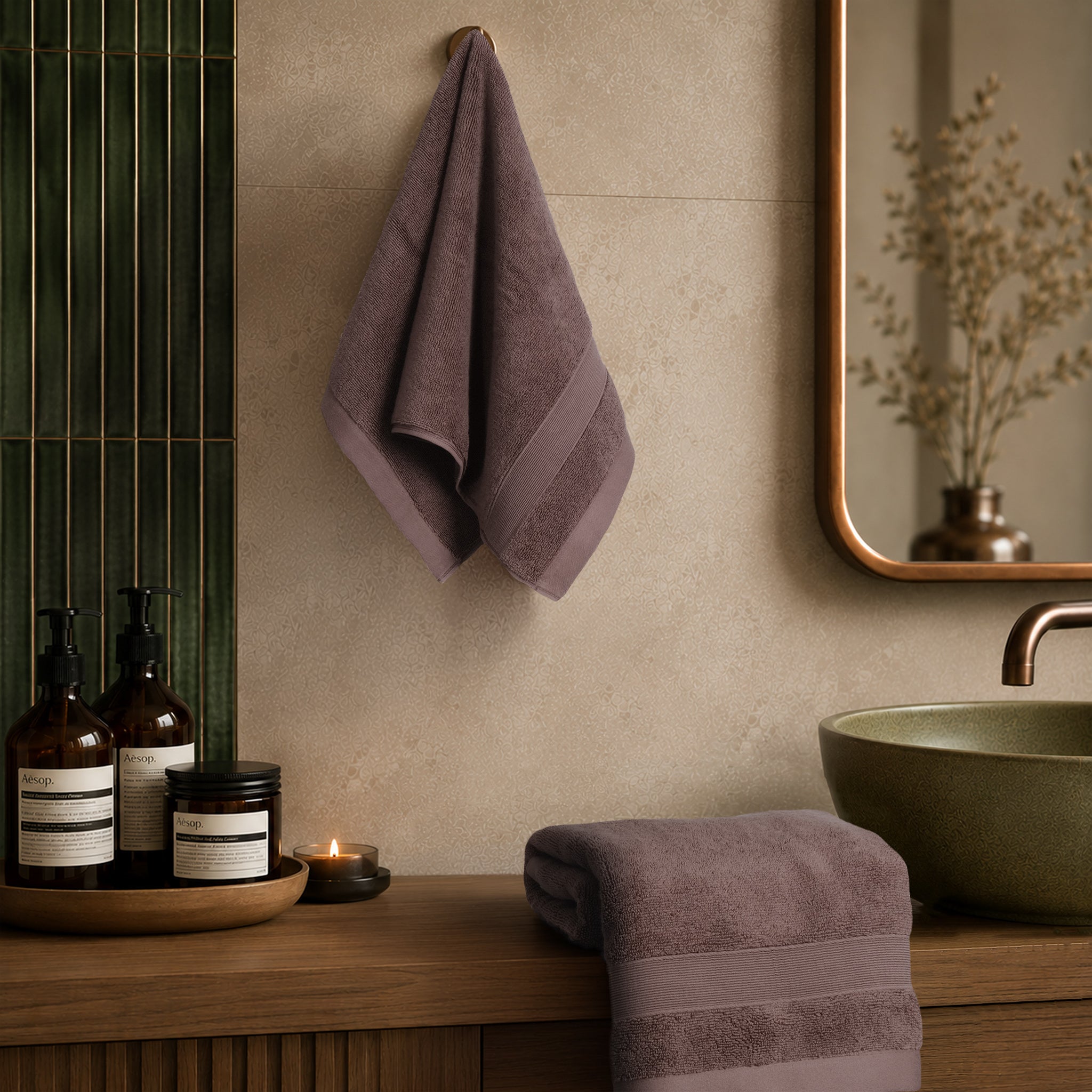 SIENA Luxury Turkish Cotton Hand Towels – 700 GSM, 16 x 28", 2-Piece
