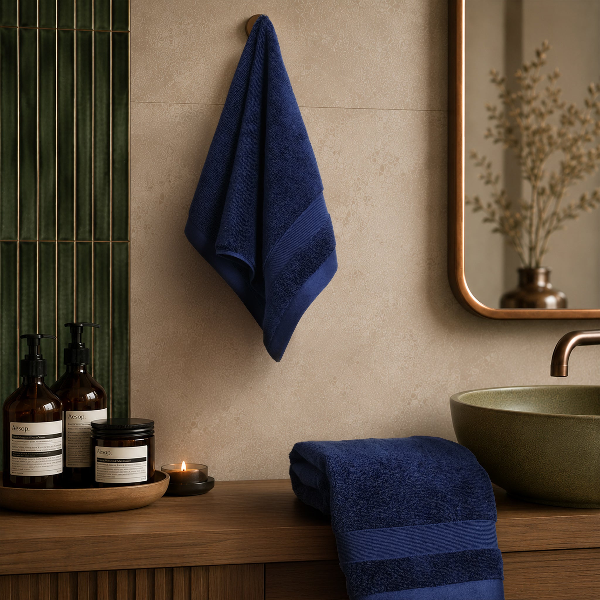 SIENA Luxury Turkish Cotton Hand Towels – 700 GSM, 16 x 28", 2-Piece