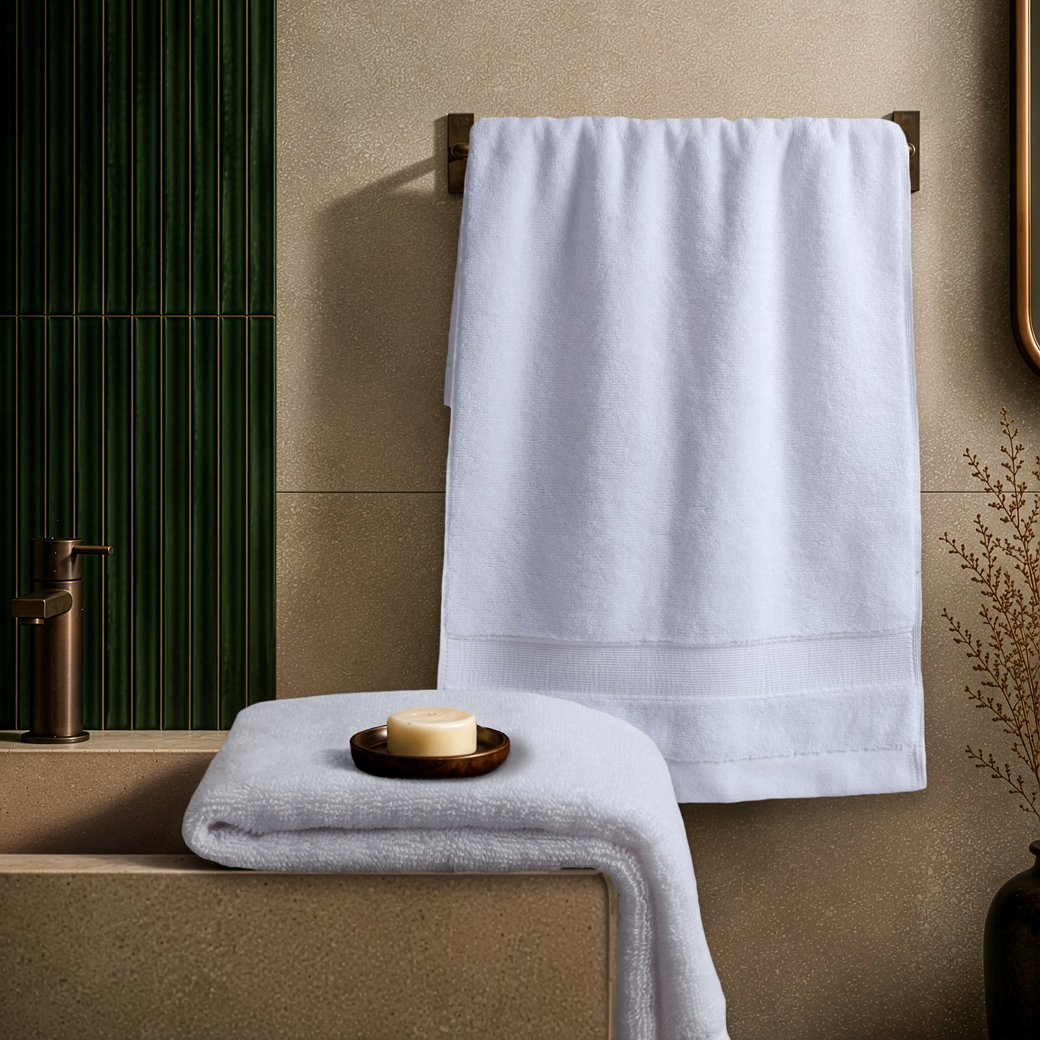 SIENA Luxury Turkish Cotton Hand Towels – 700 GSM, 16 x 28", 2-Piece
