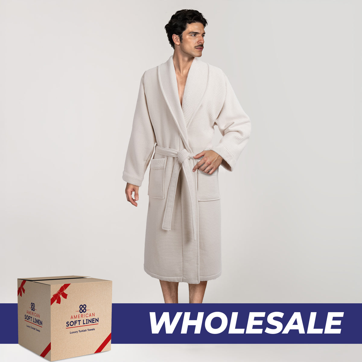 American Soft Linen Luxury Men's 100% Turkish Cotton Bathrobes Wholesale