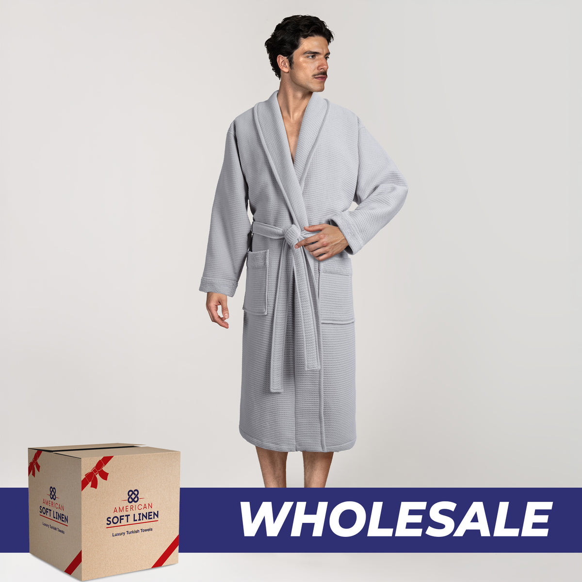 American Soft Linen Luxury Men's 100% Turkish Cotton Bathrobes Wholesale