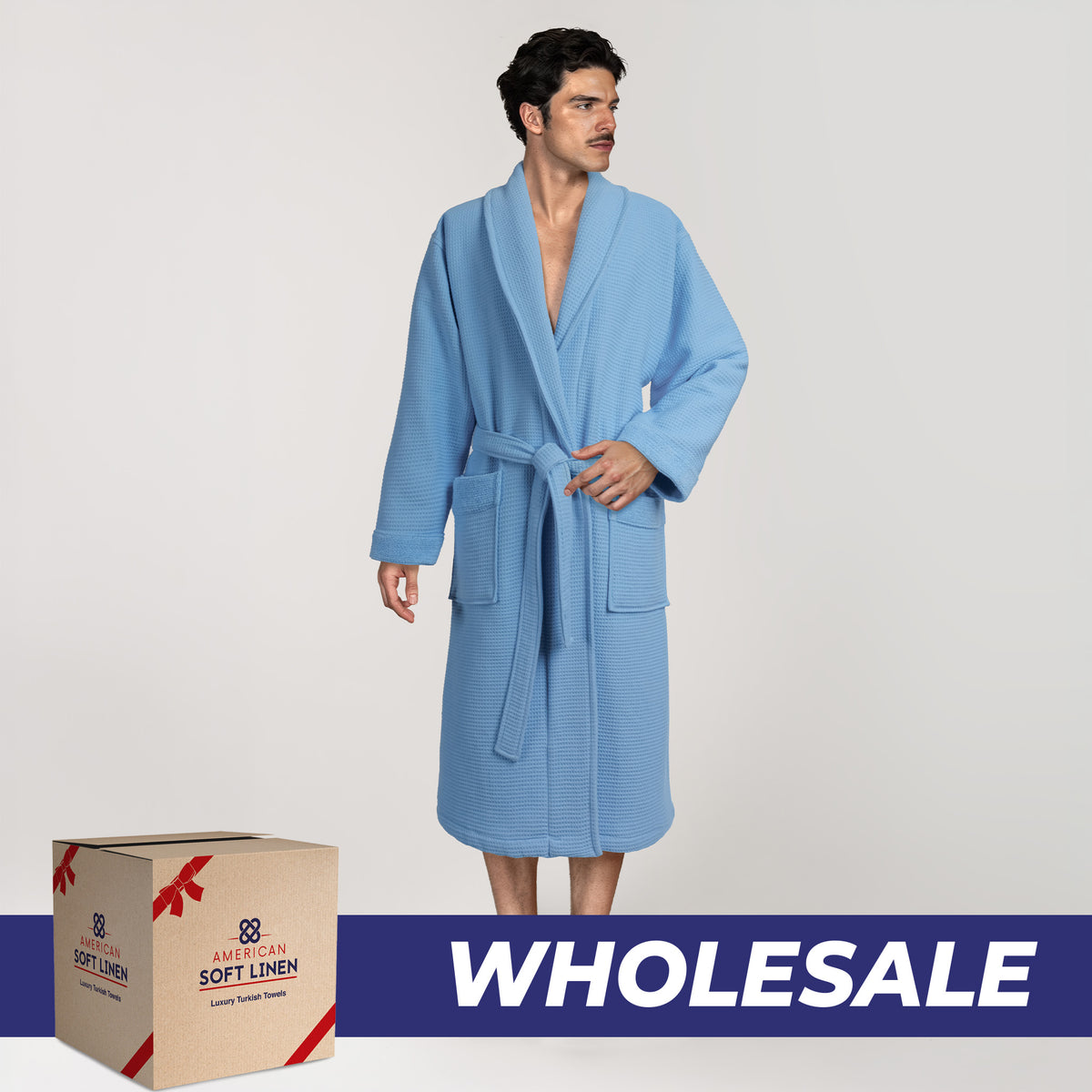 American Soft Linen Luxury Men's 100% Turkish Cotton Bathrobes Wholesale