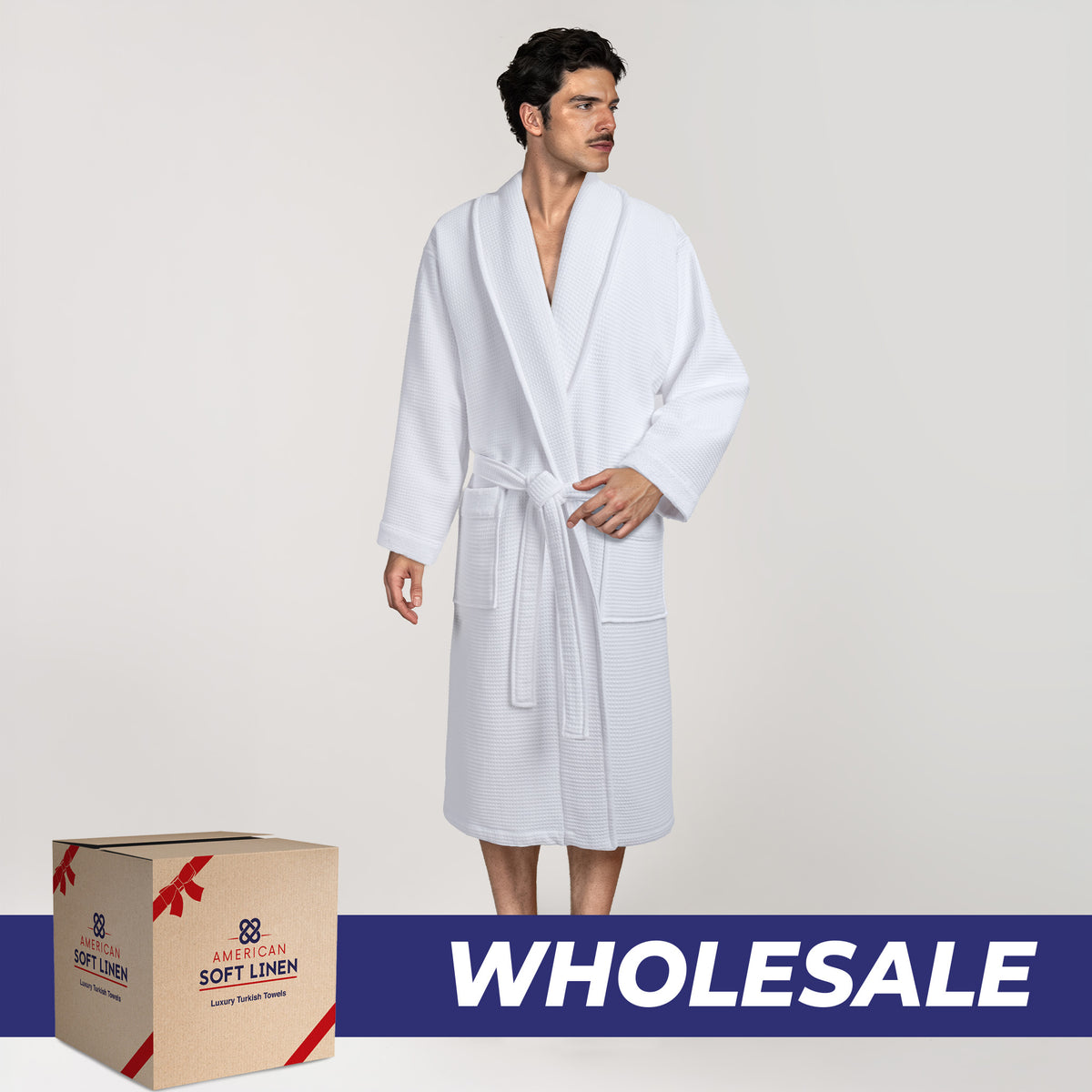 American Soft Linen Luxury Men's 100% Turkish Cotton Bathrobes Wholesale