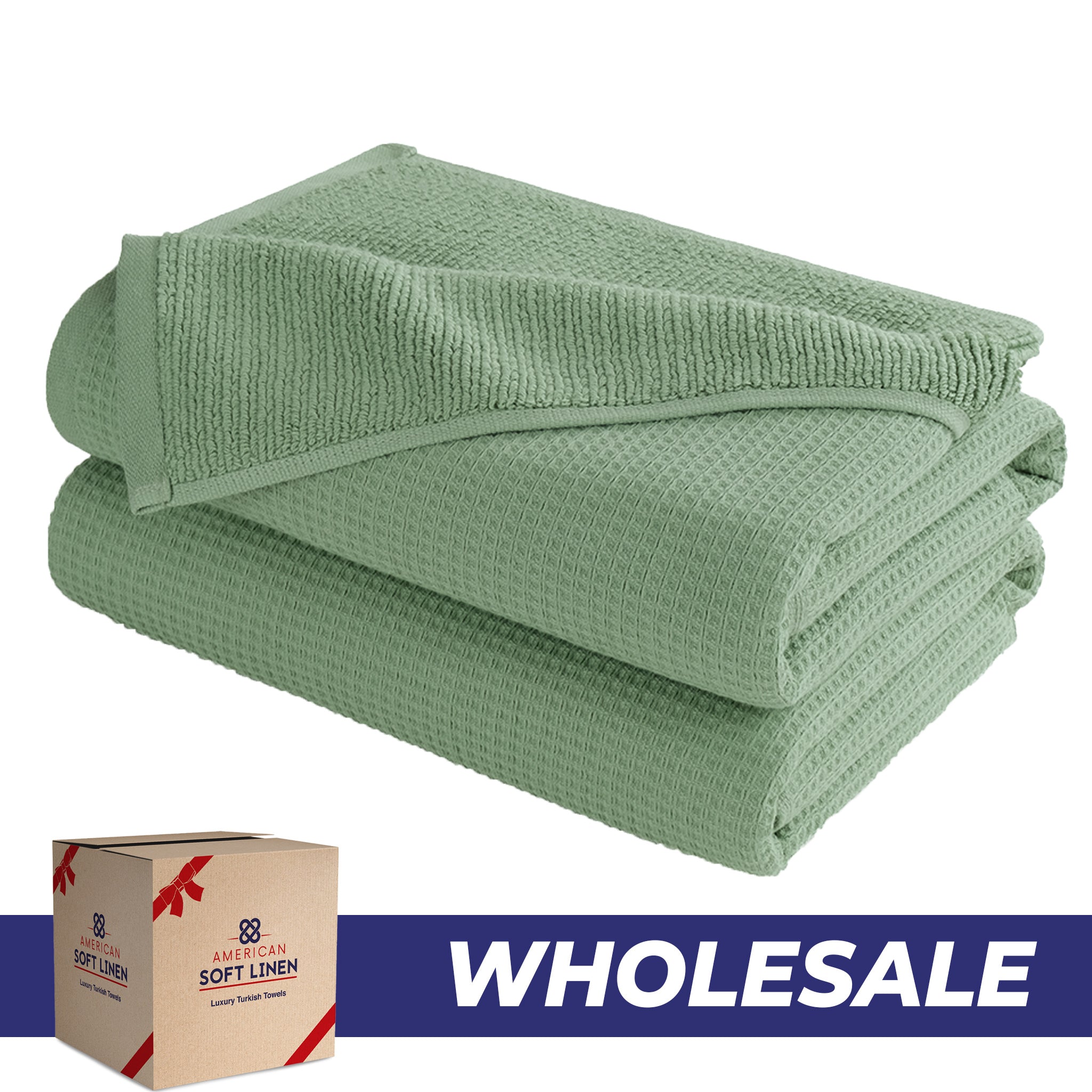 NOLA 2-Pack Turkish Cotton Bath Towels – Wholesale Case Pack of 14 Sage Green