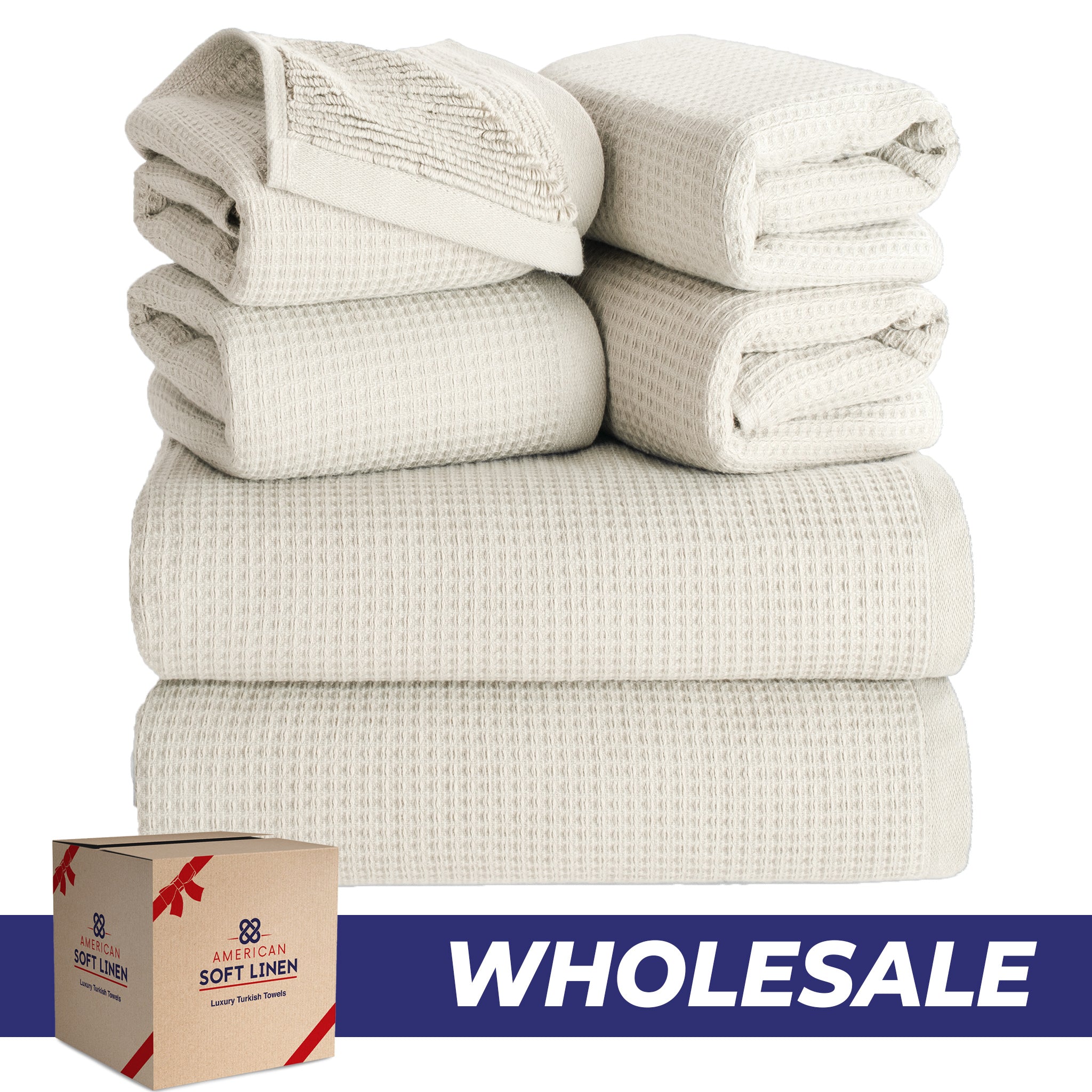 NOLA 6-Piece Turkish Towel Set – 600 GSM Turkish Cotton Wholesale Case Pack of 10 Beige