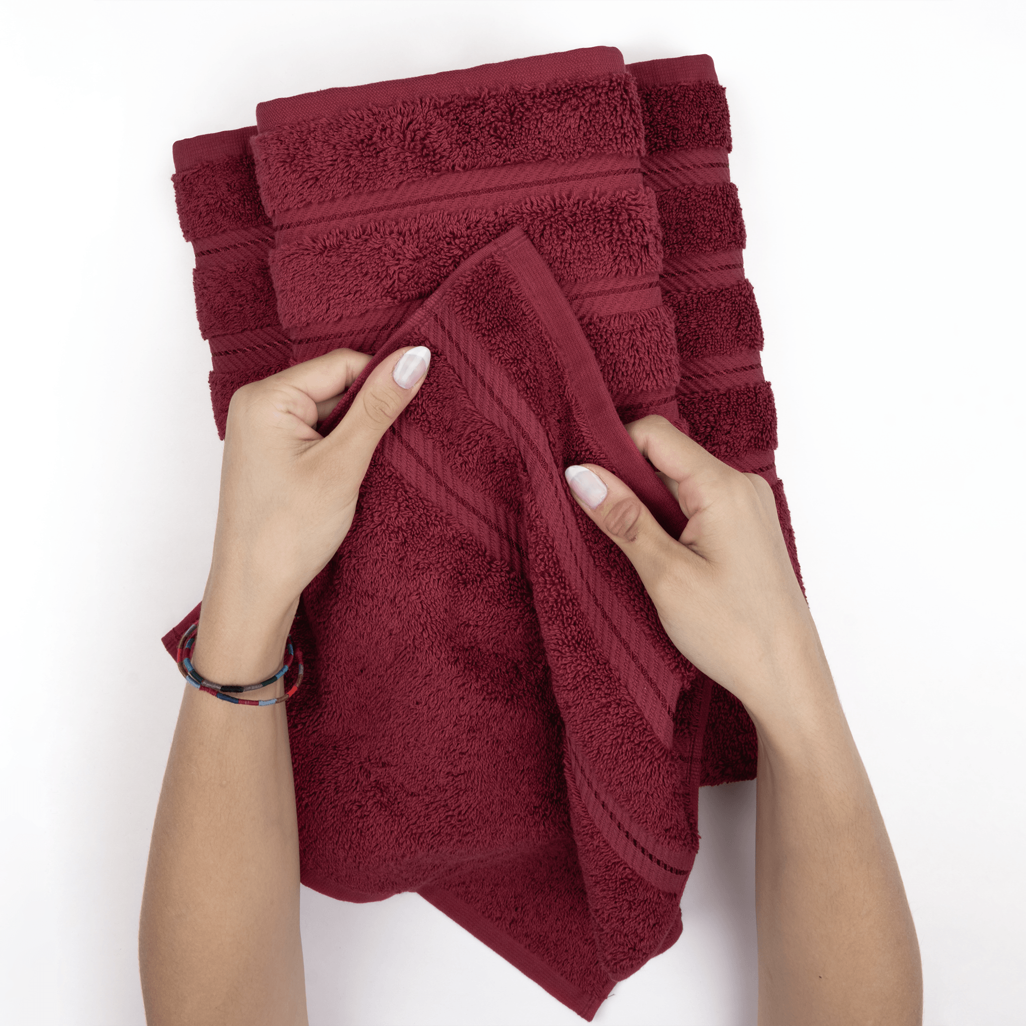 American Soft Linen - 6 Piece Turkish Cotton Bath Towel Set - Bordeaux-Red - 5