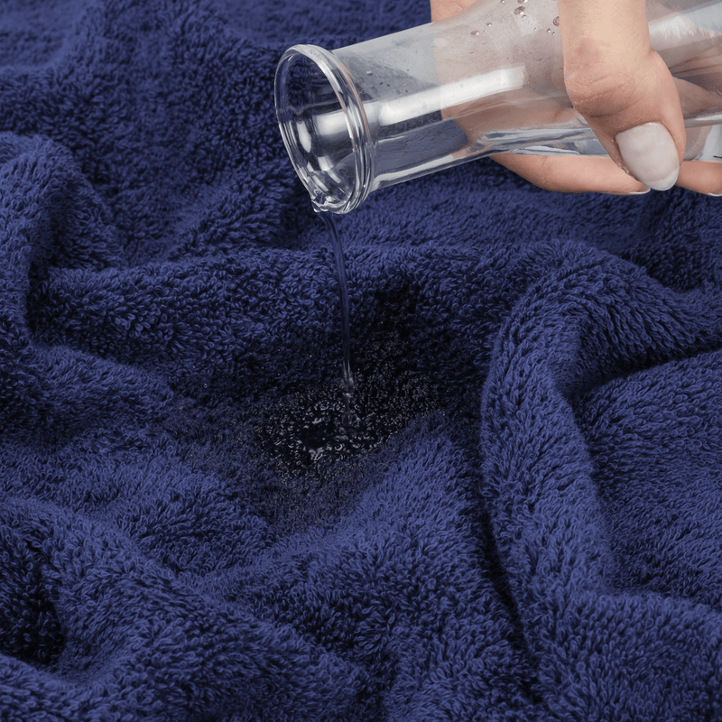 American Soft Linen - 6 Piece Turkish Cotton Bath Towel Set - Navy-Blue - 6