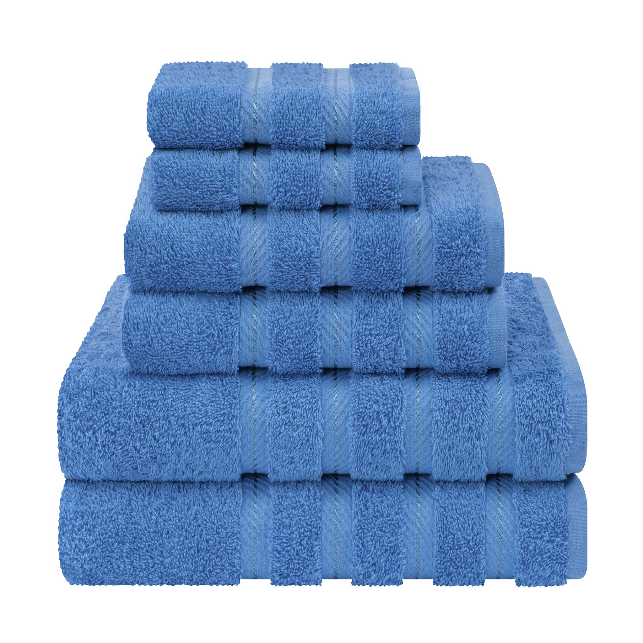 American Soft Linen - 6 Piece Turkish Cotton Bath Towel Set - Electric-Blue - 1