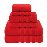 American Soft Linen - 6 Piece Turkish Cotton Bath Towel Set - Red - 1