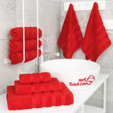 American Soft Linen - 6 Piece Turkish Cotton Bath Towel Set - Red - 2