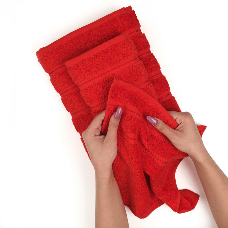 American Soft Linen - 6 Piece Turkish Cotton Bath Towel Set - Red - 5