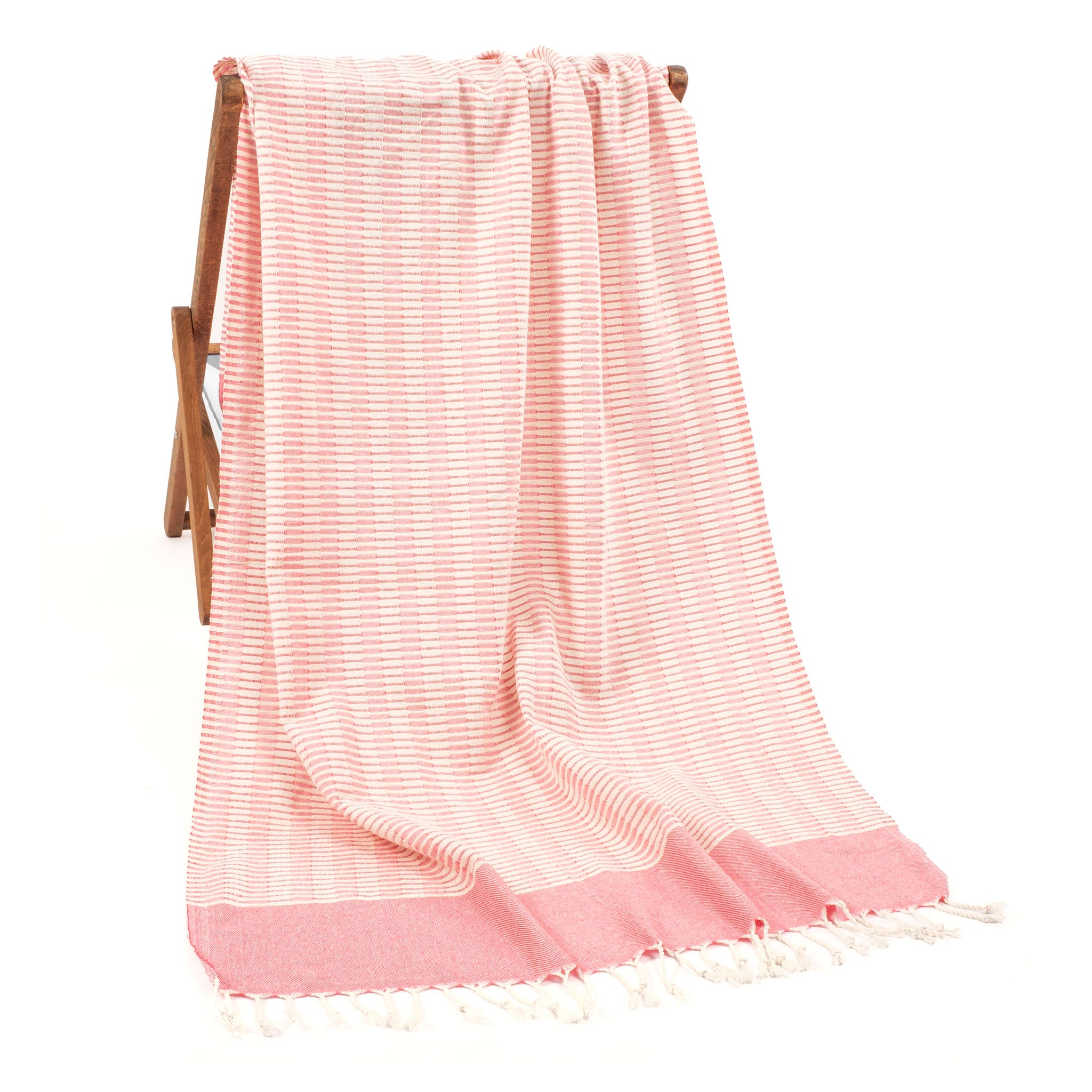 American Soft Linen - 100% Cotton Turkish Peshtemal Towels 40x70 Inches - Coral - 1