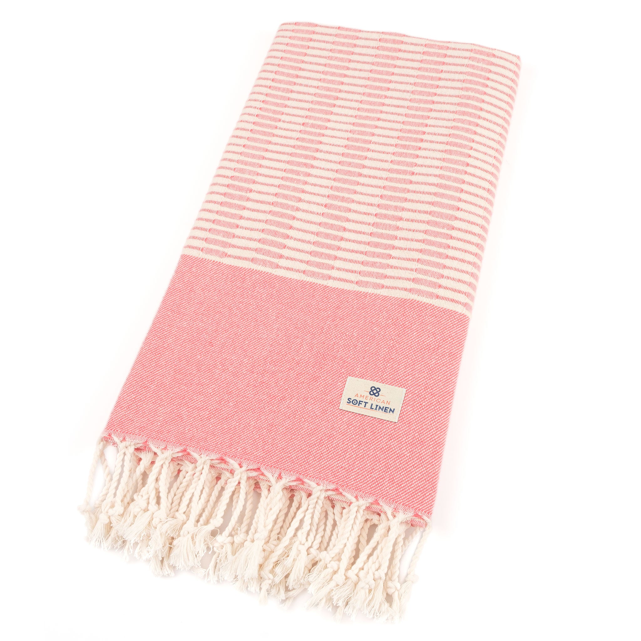 American Soft Linen - 100% Cotton Turkish Peshtemal Towels 40x70 Inches - Coral - 5