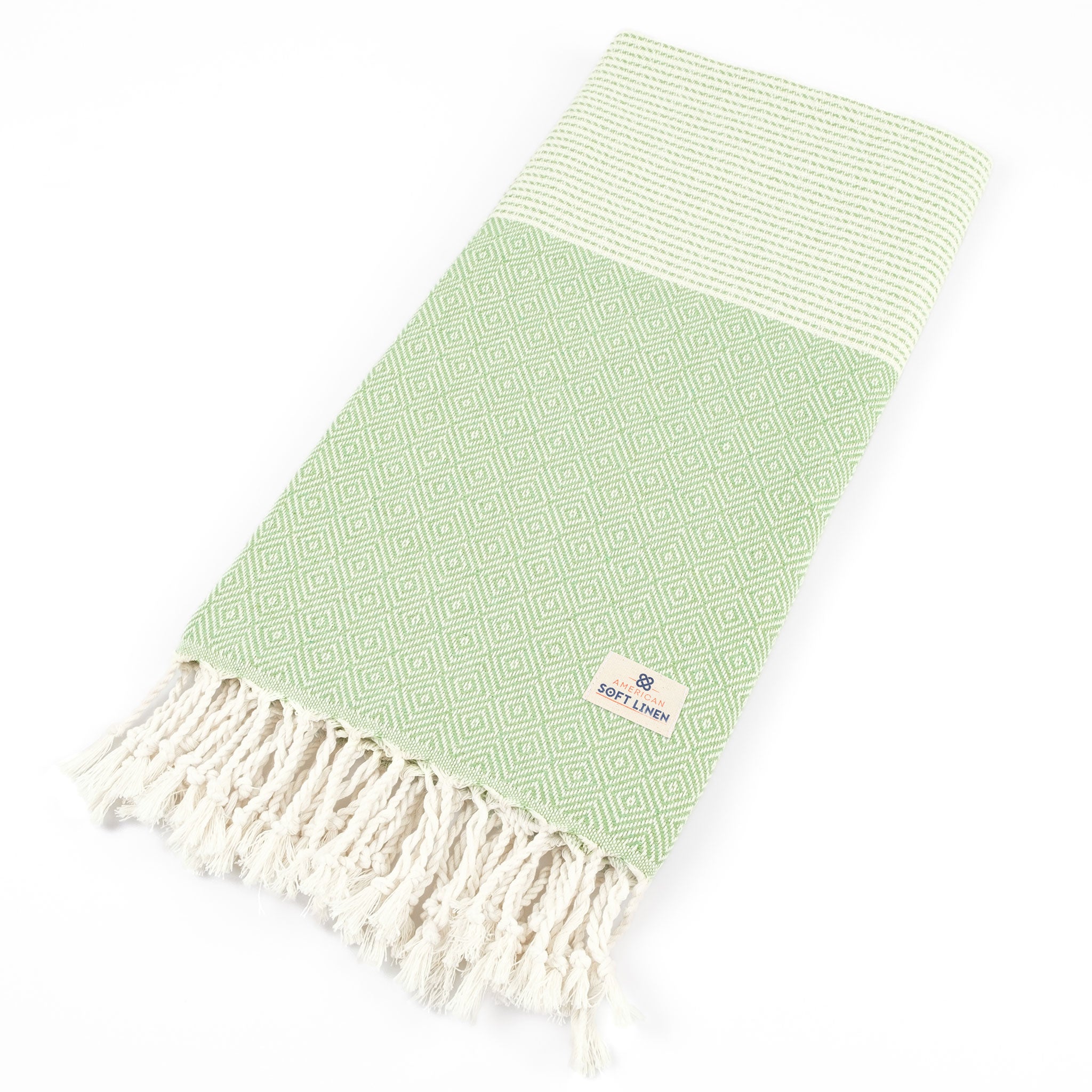 American Soft Linen - 100% Cotton Turkish Peshtemal Towels 40x70 Inches - Green - 5