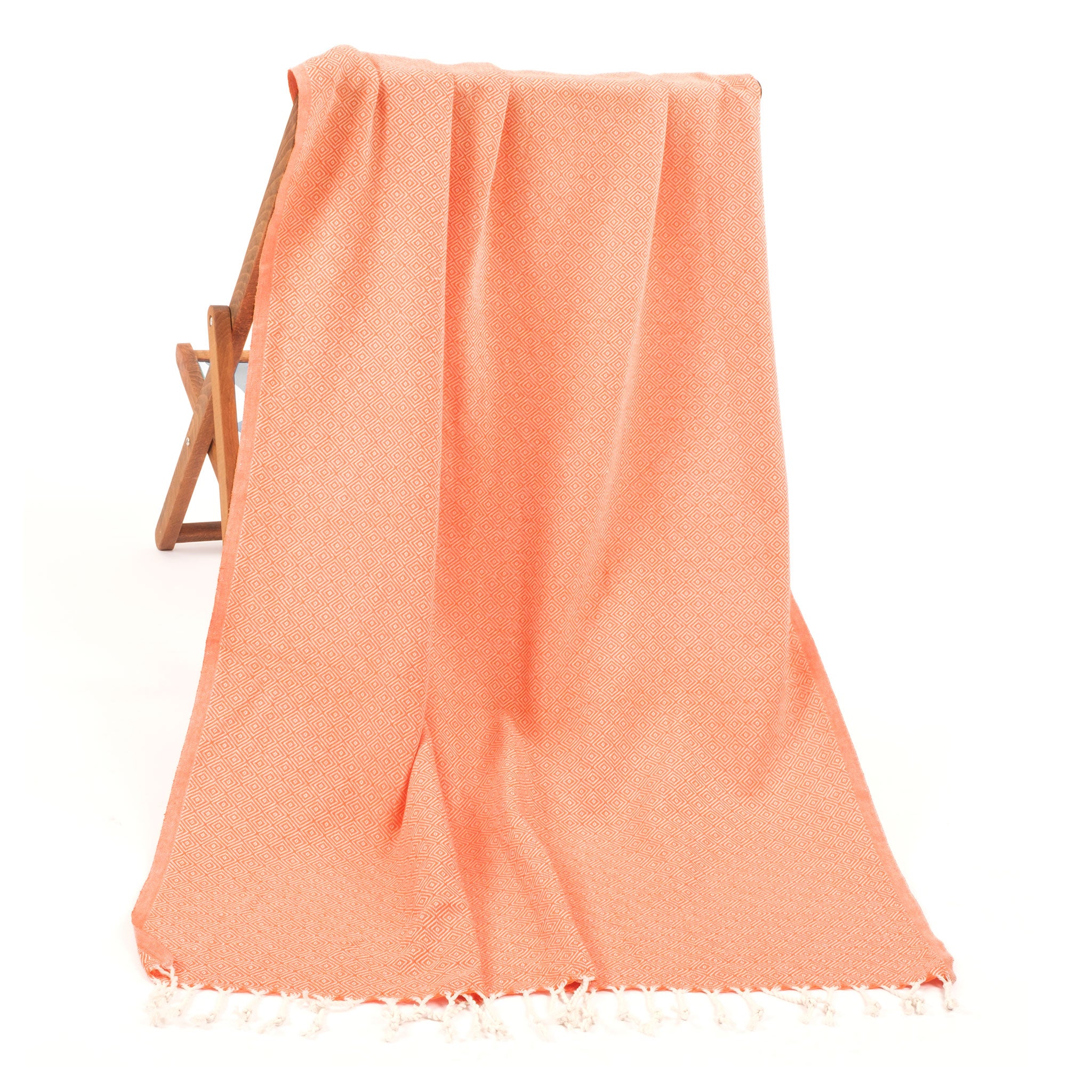 American Soft Linen - 100% Cotton Turkish Peshtemal Towels 40x70 Inches - Orange - 1