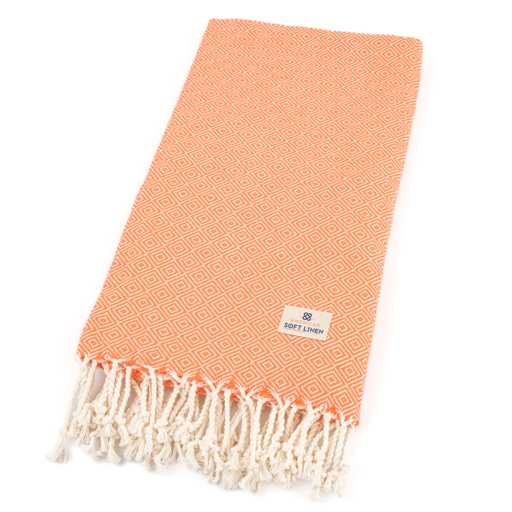 American Soft Linen - 100% Cotton Turkish Peshtemal Towels 40x70 Inches - Orange - 5