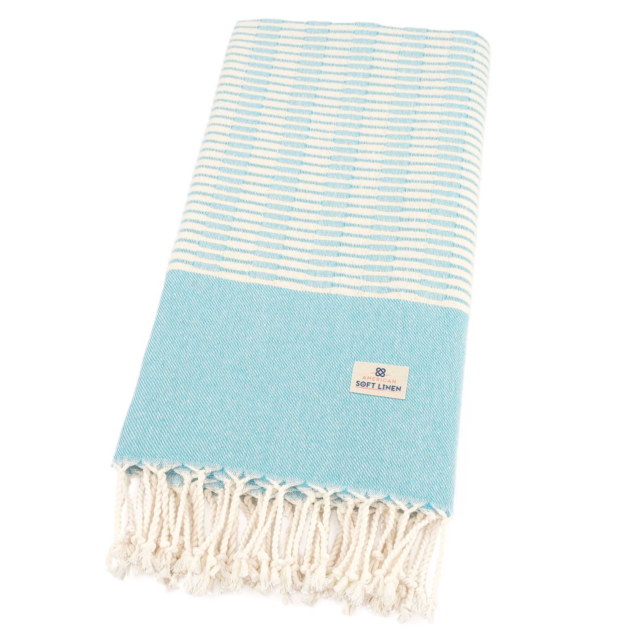 American Soft Linen - 100% Cotton Turkish Peshtemal Towels 40x70 Inches - Turquoise - 5