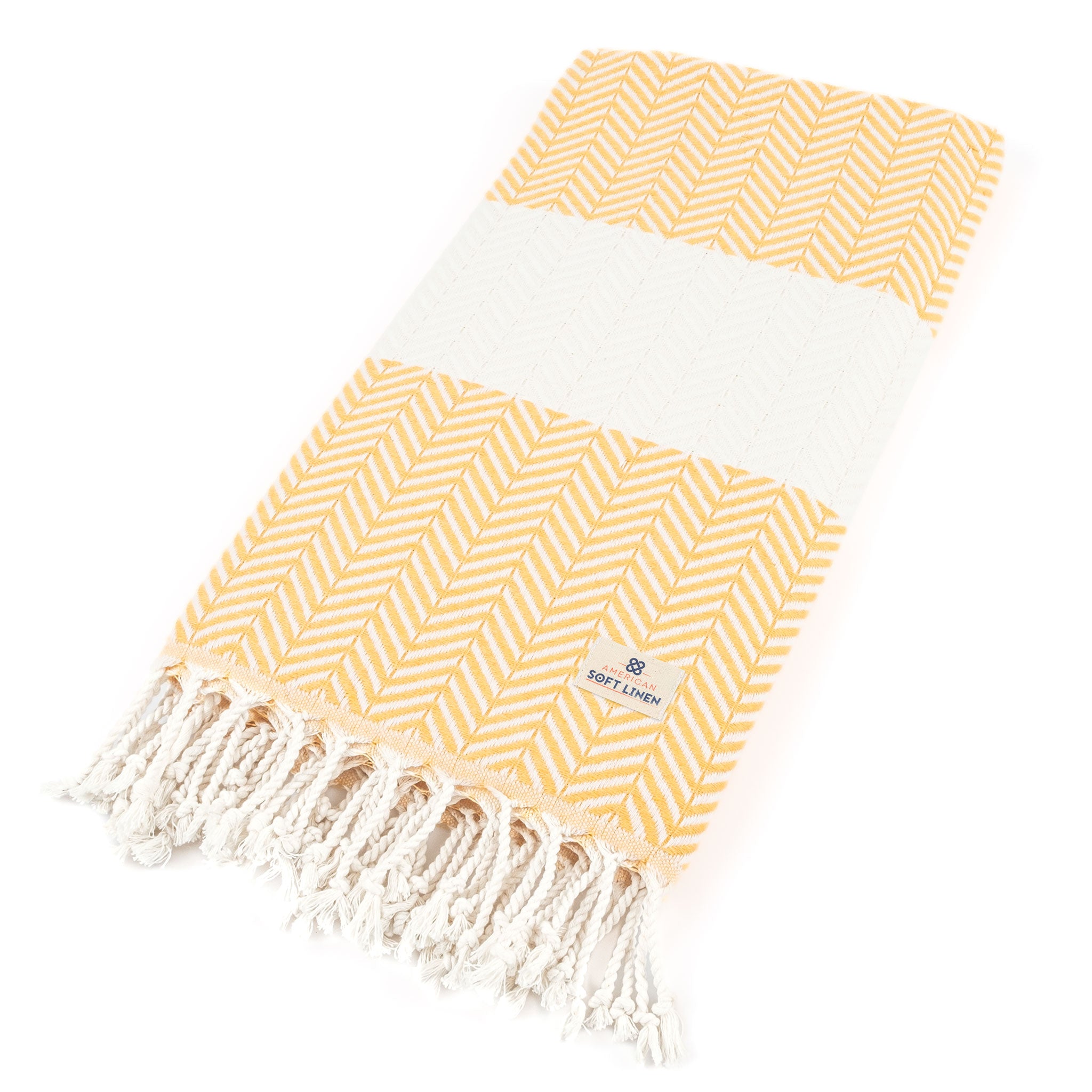 American Soft Linen - 100% Cotton Turkish Peshtemal Towels 40x70 Inches - Yellow - 5